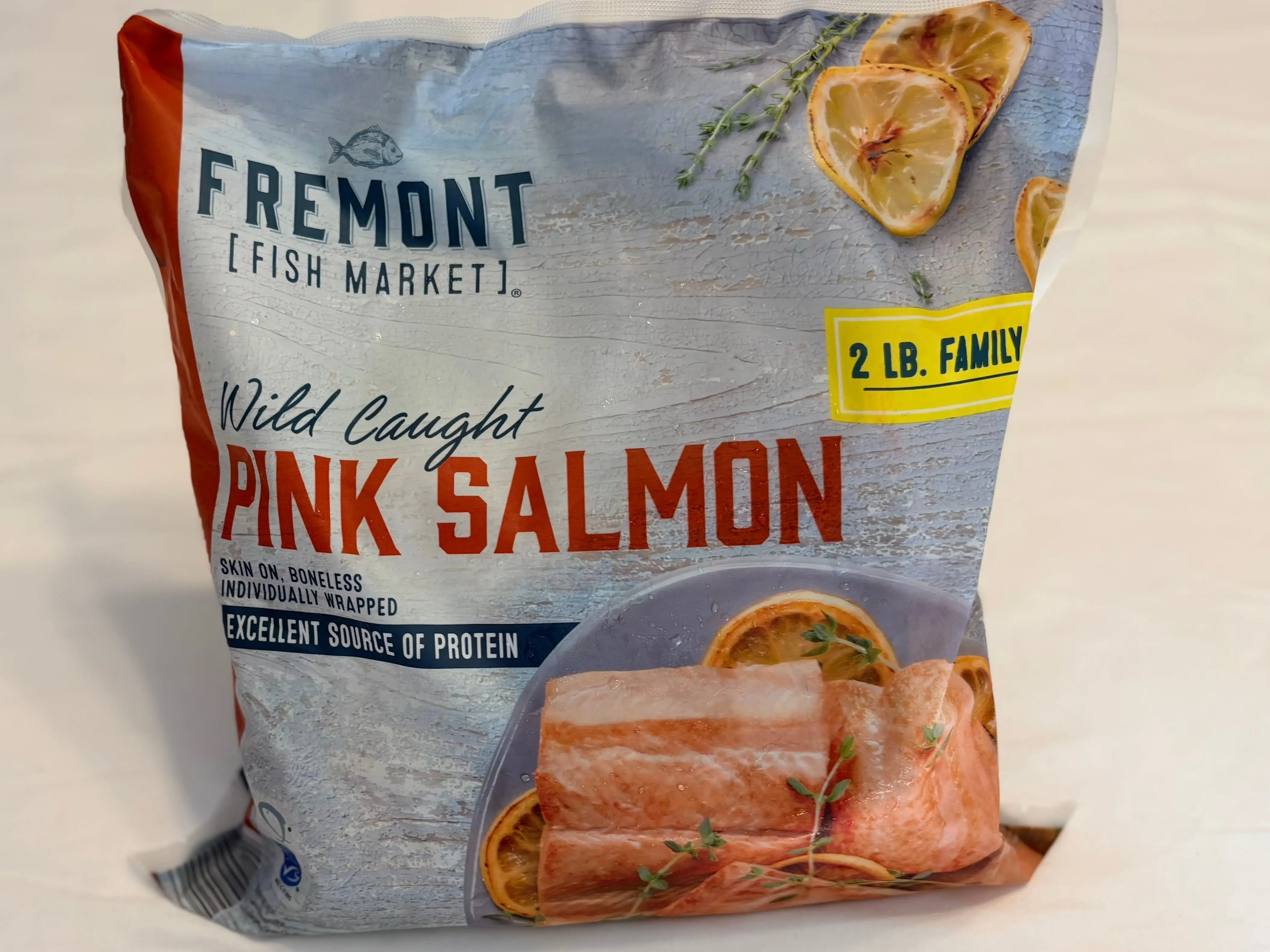 A package of Fremont Fish Market wild-caught pink salmon.