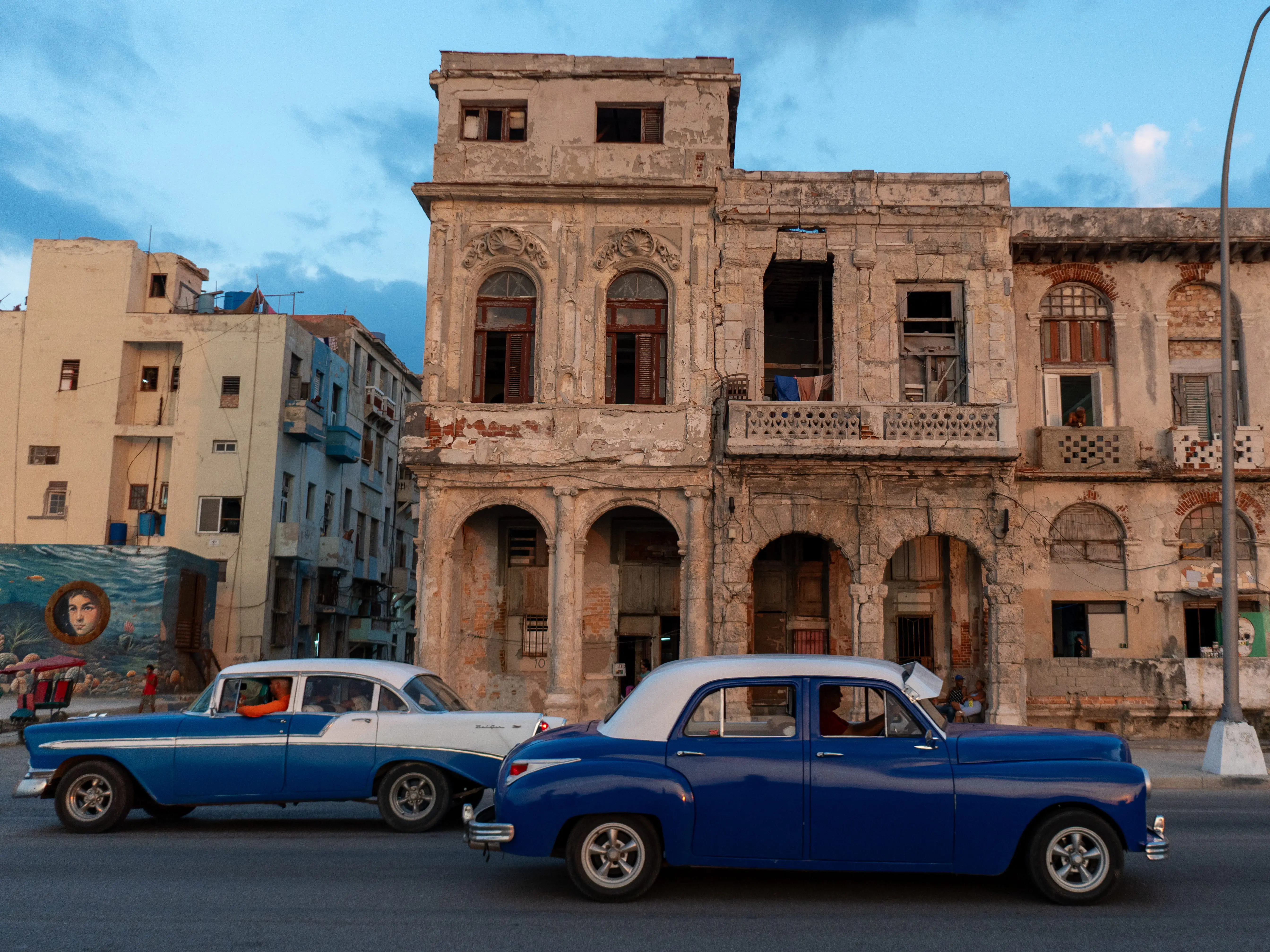 Crumbling and damaged residential buildings line the streets of Havana, showing years of deterioration and lack of maintenance amid ongoing economic hardship in Havana, Cuba, on May 9, 2026. Cuba continues to face severe electricity shortages and fuel scarcity amid a deepening economic crisis.