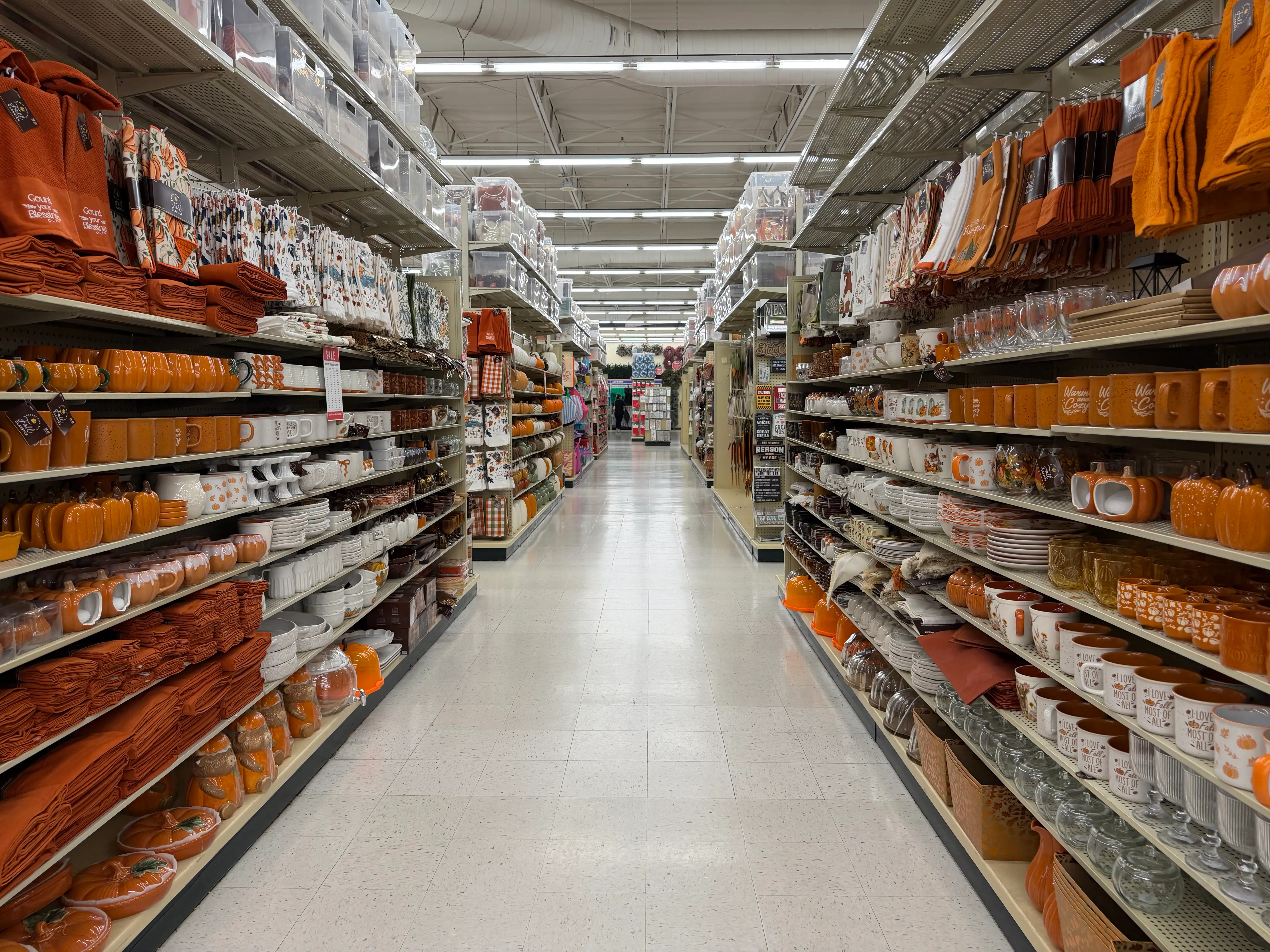 Orange and white fall decor at Hobby Lobby