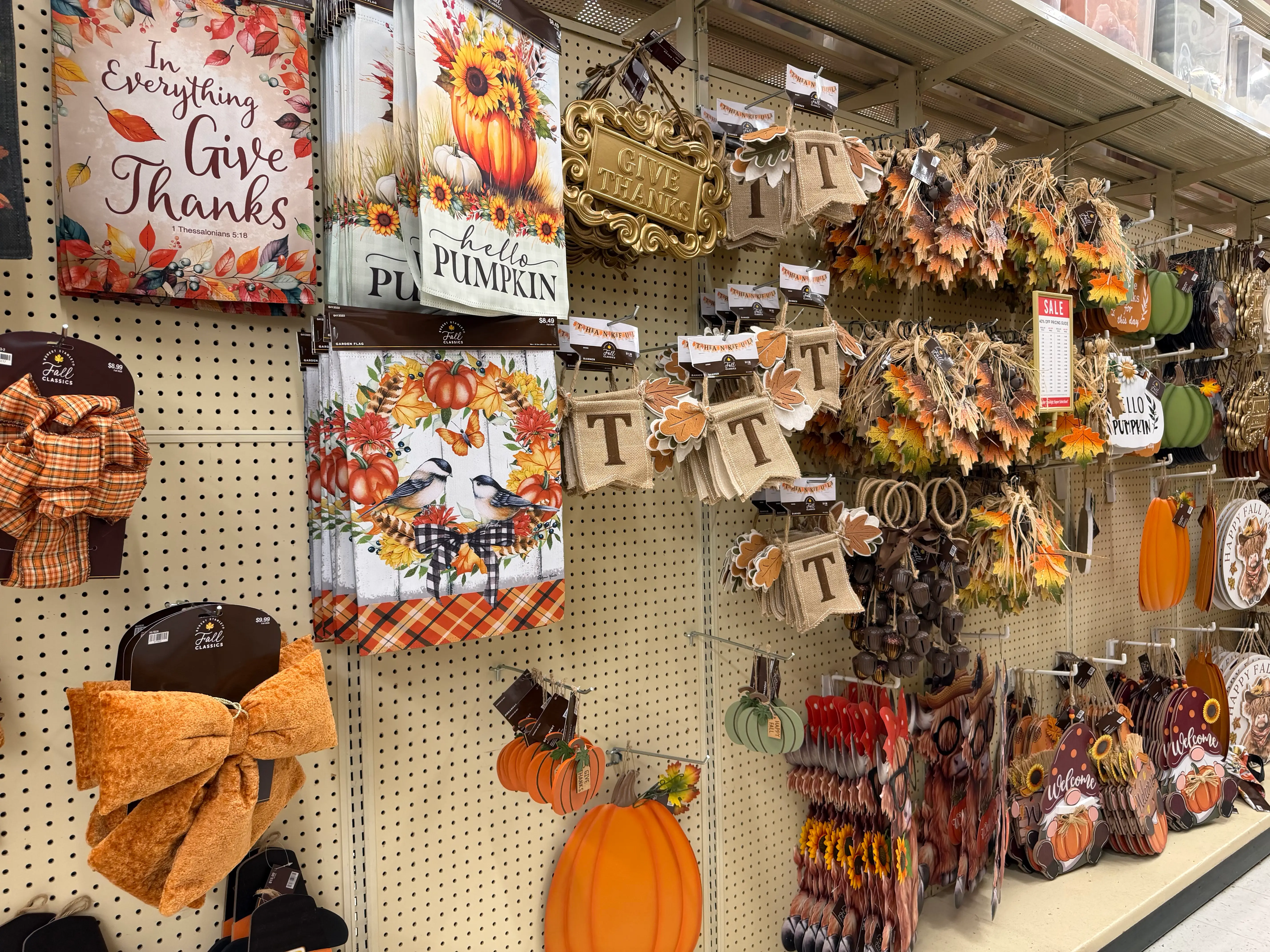 Fall decor on display at Hobby Lobby