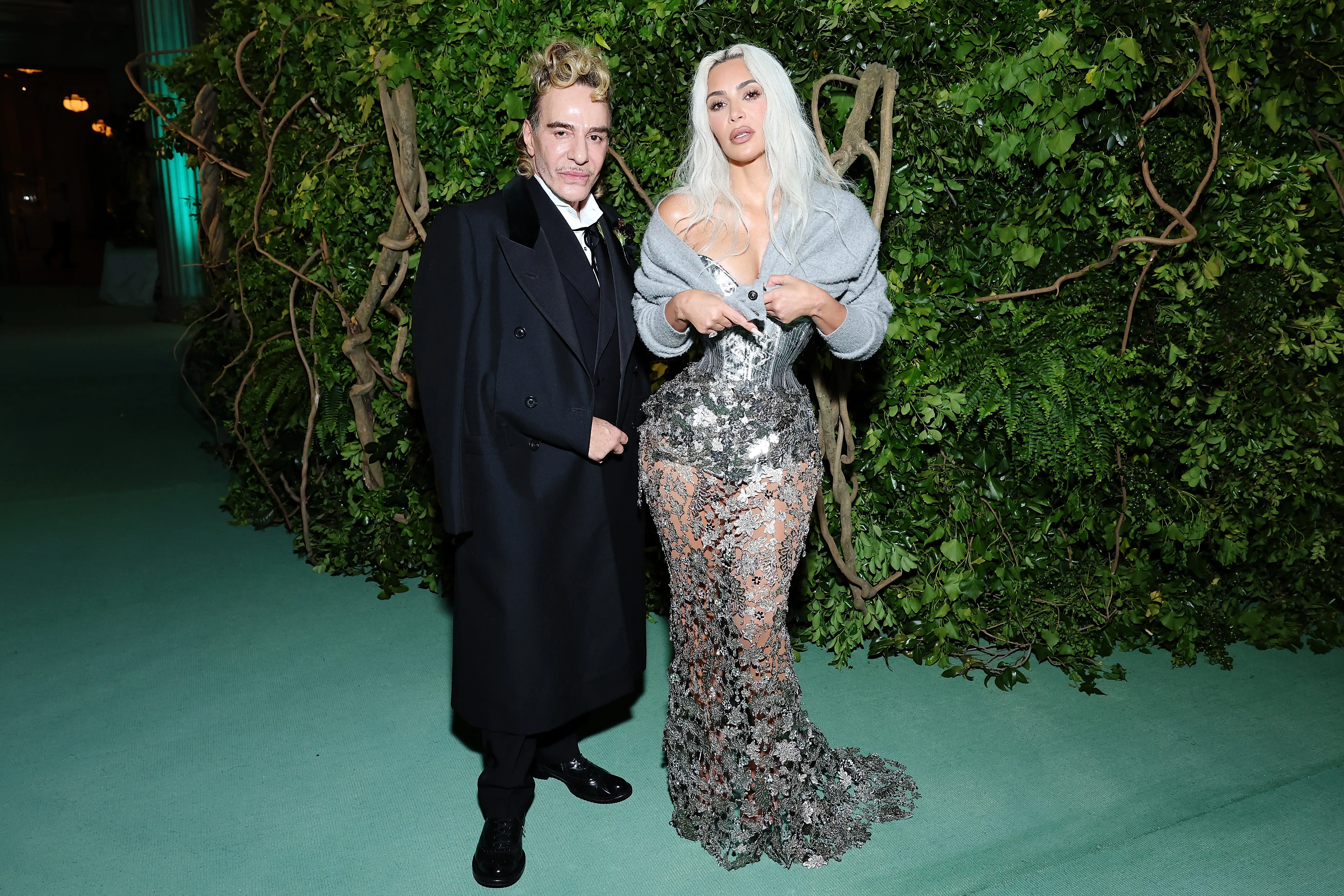 John Galliano at the 2024 Met Gala with Kim Kardashian.