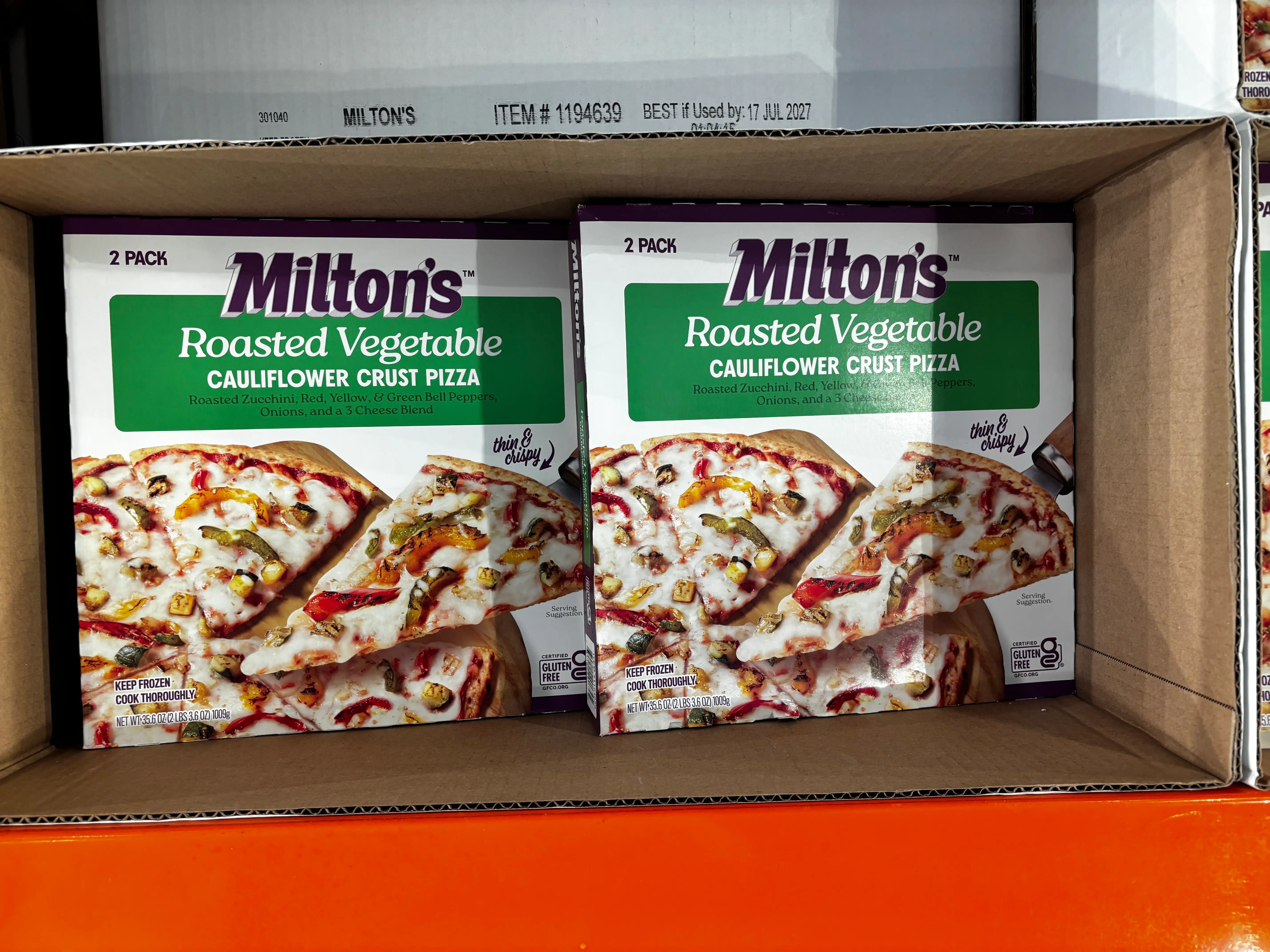 Milton's cauliflower crust pizza at Costco