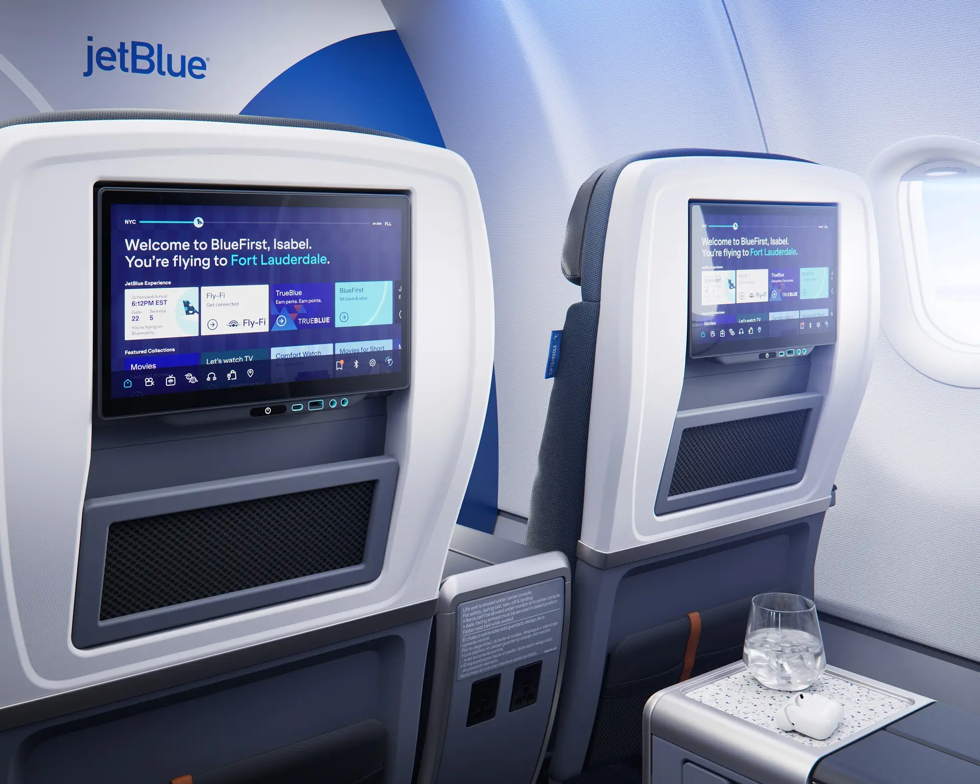 A view of the seatback screen in BlueFirst.