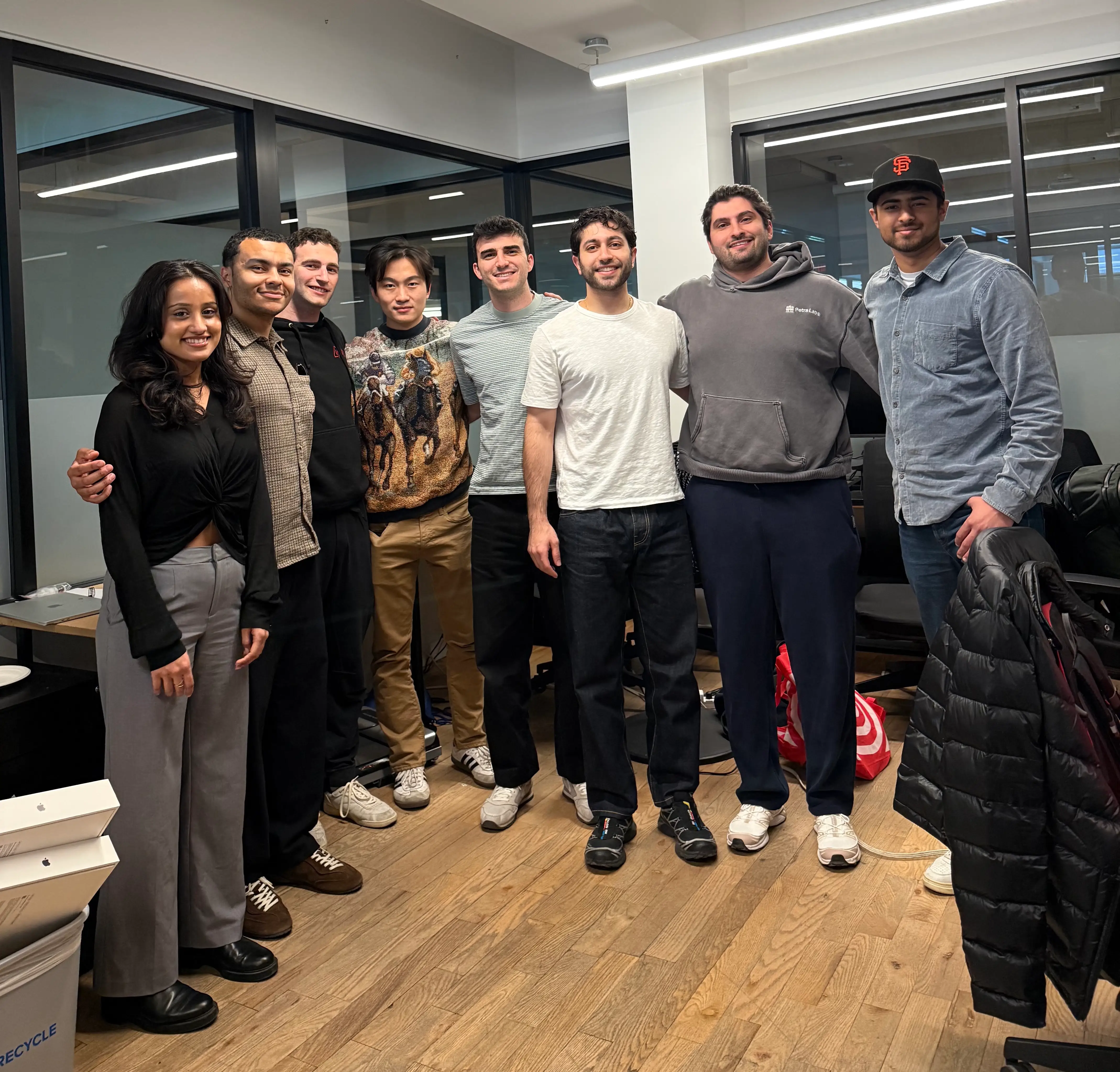 The Petra Labs team is pictured at a SoHo WeWork.