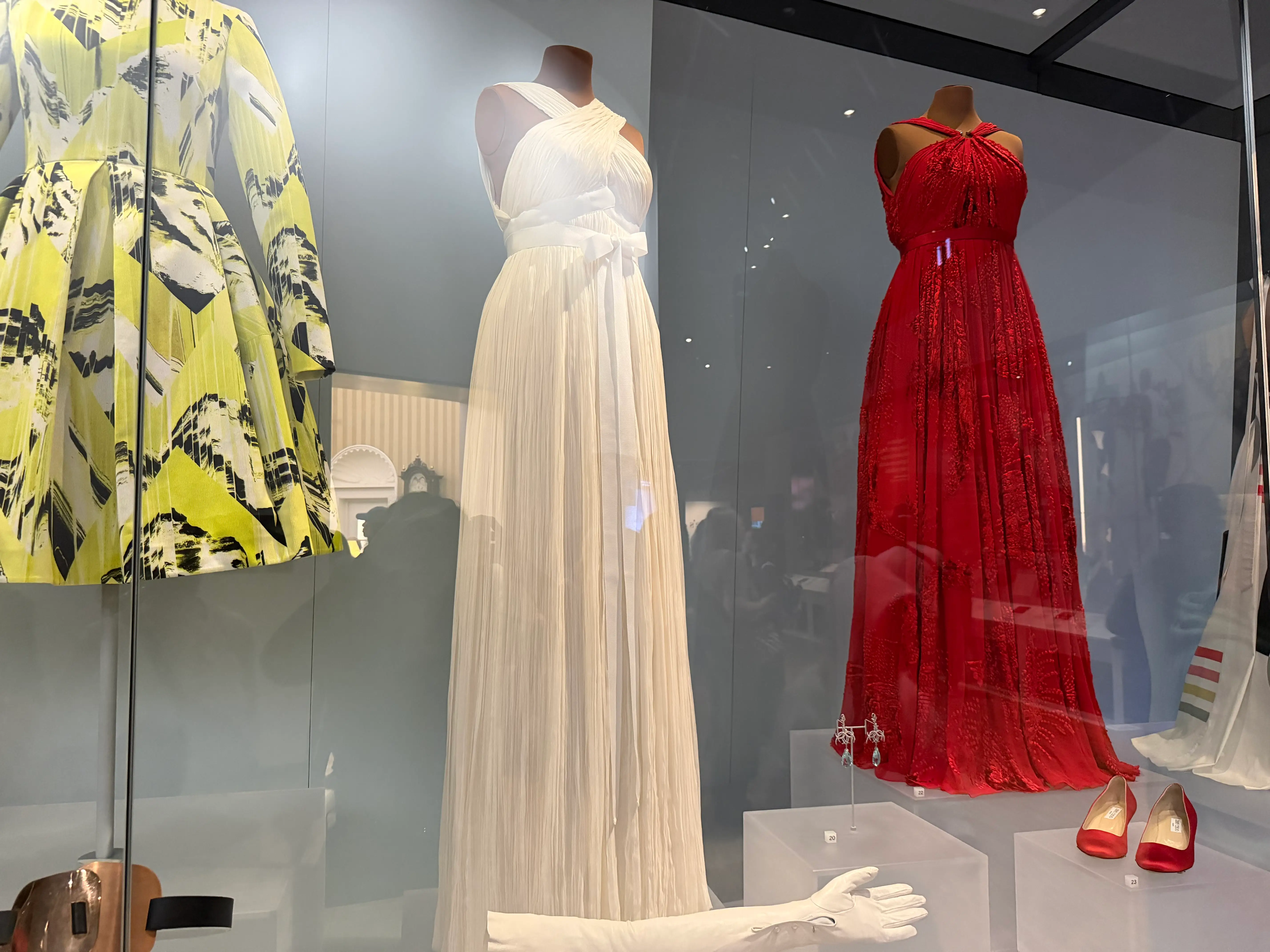 Michelle Obama Tom Ford dress on display at the Obama Presidential Center in Chicago