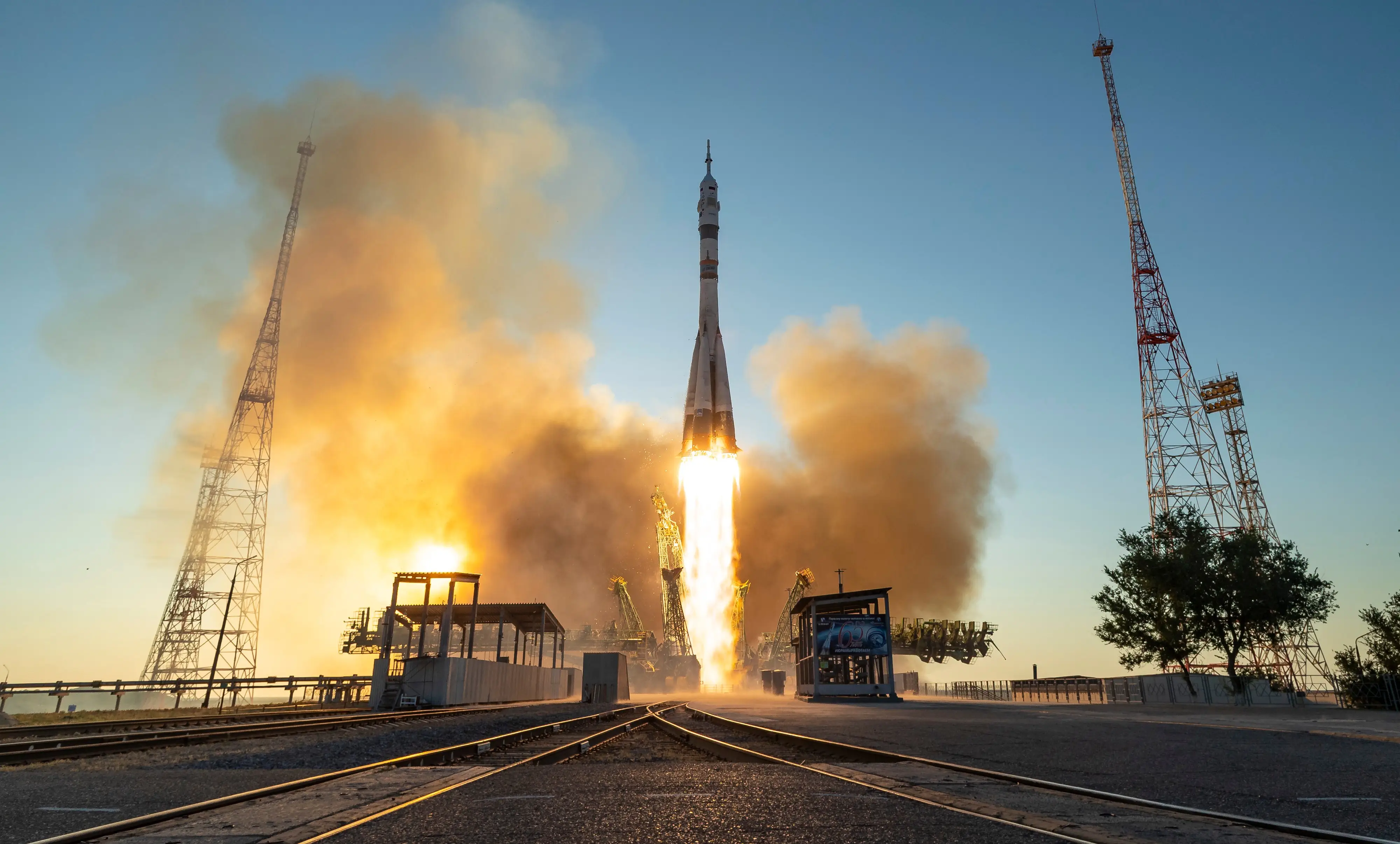 A Soyuz rocket launches to the International Space Station.