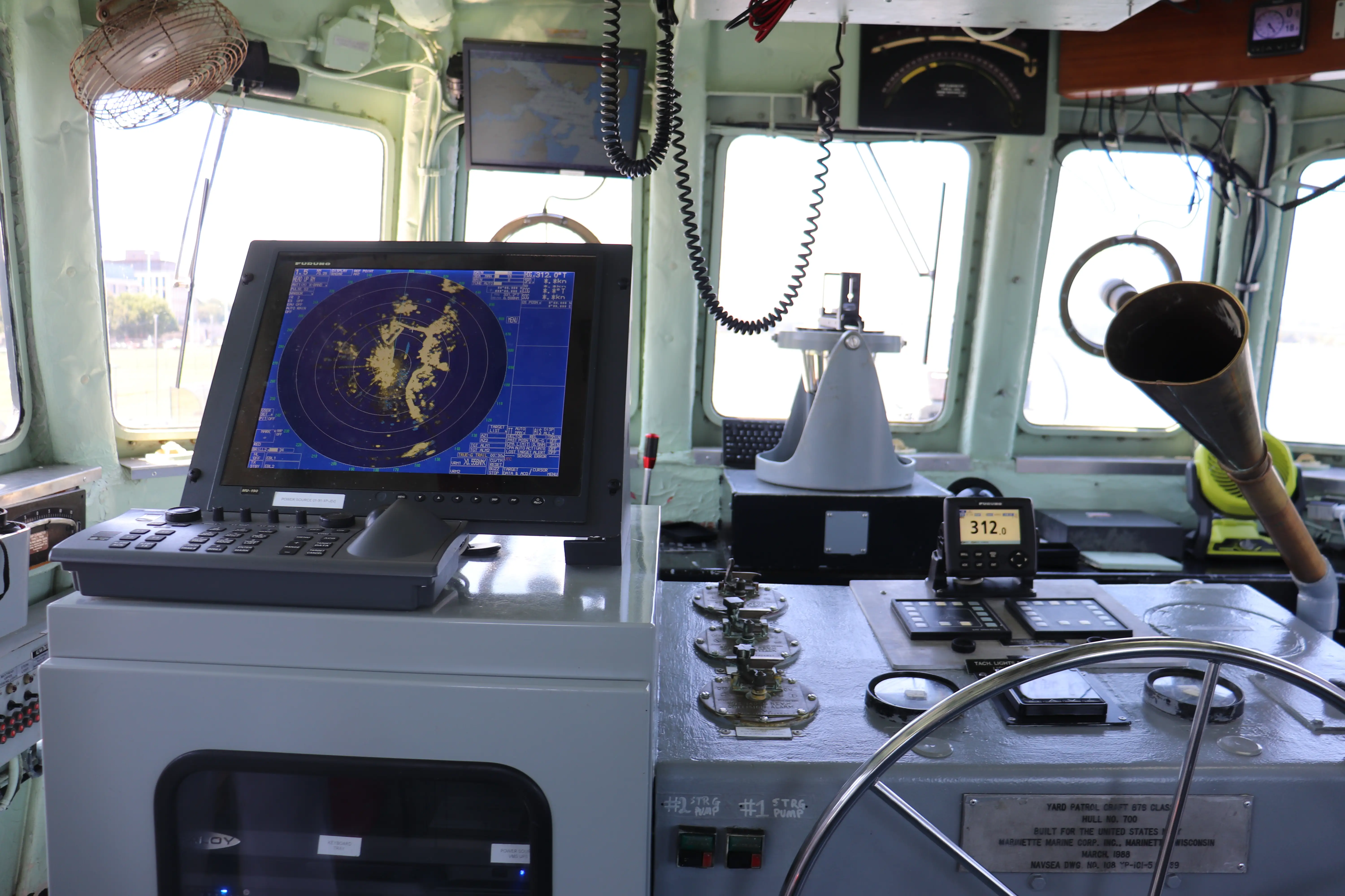 Inside the pilothouse of the YP 700.