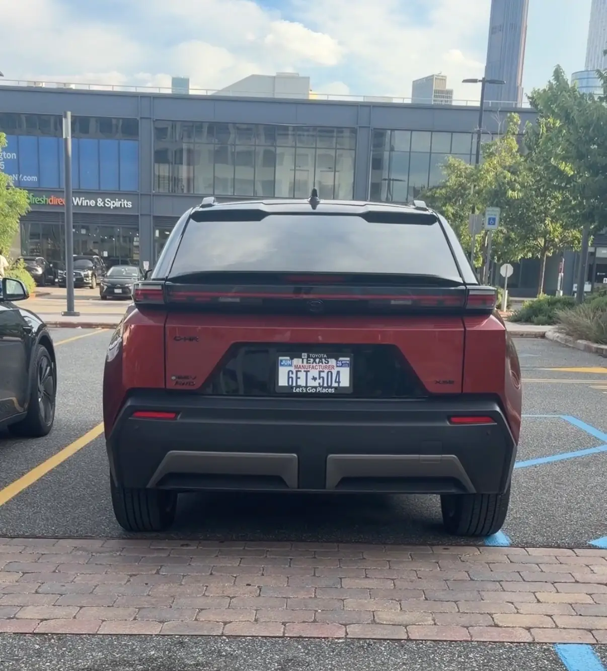 The rear of a Toyota C-HR.