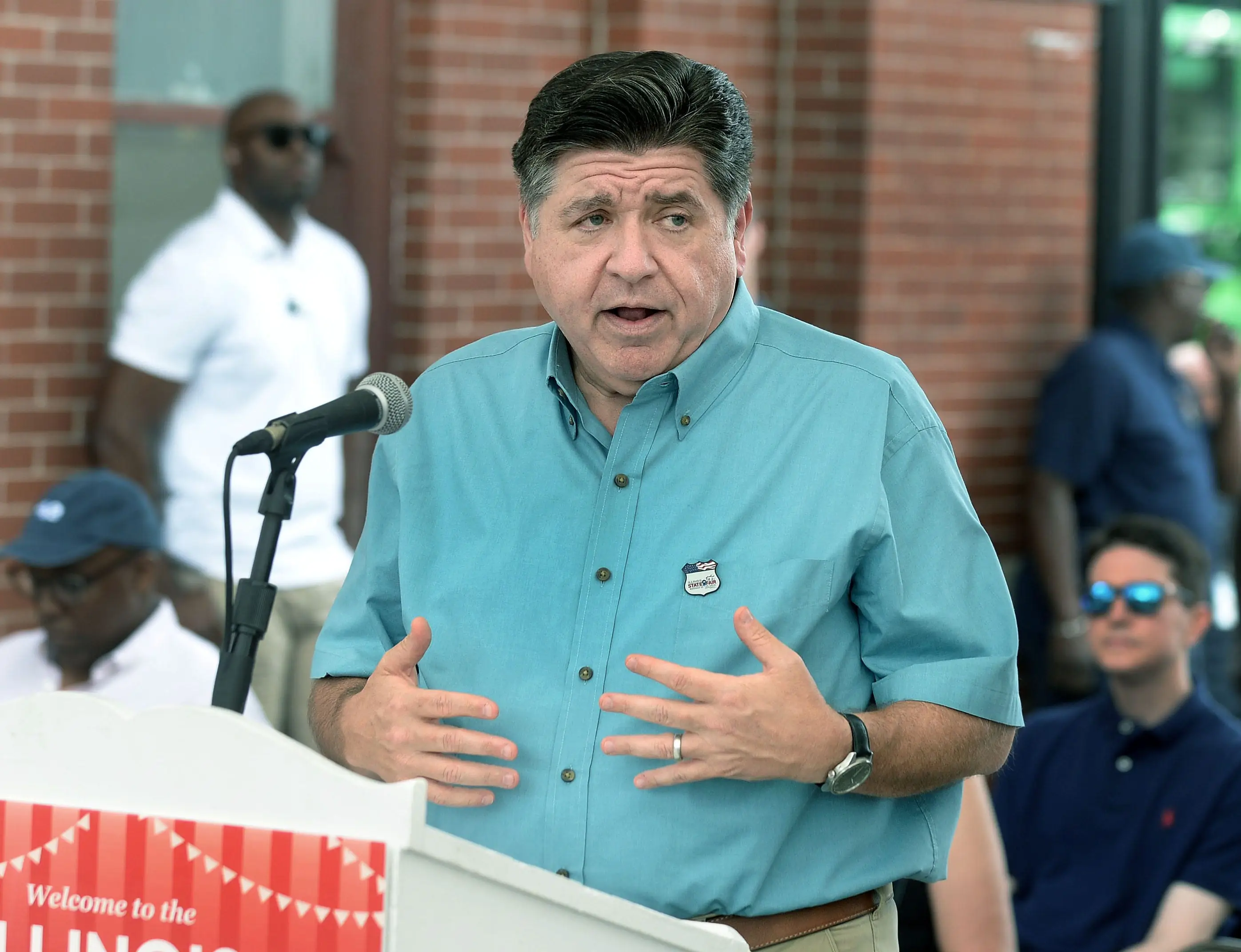 Illinois Gov. JB Pritzker speaks during a news conference