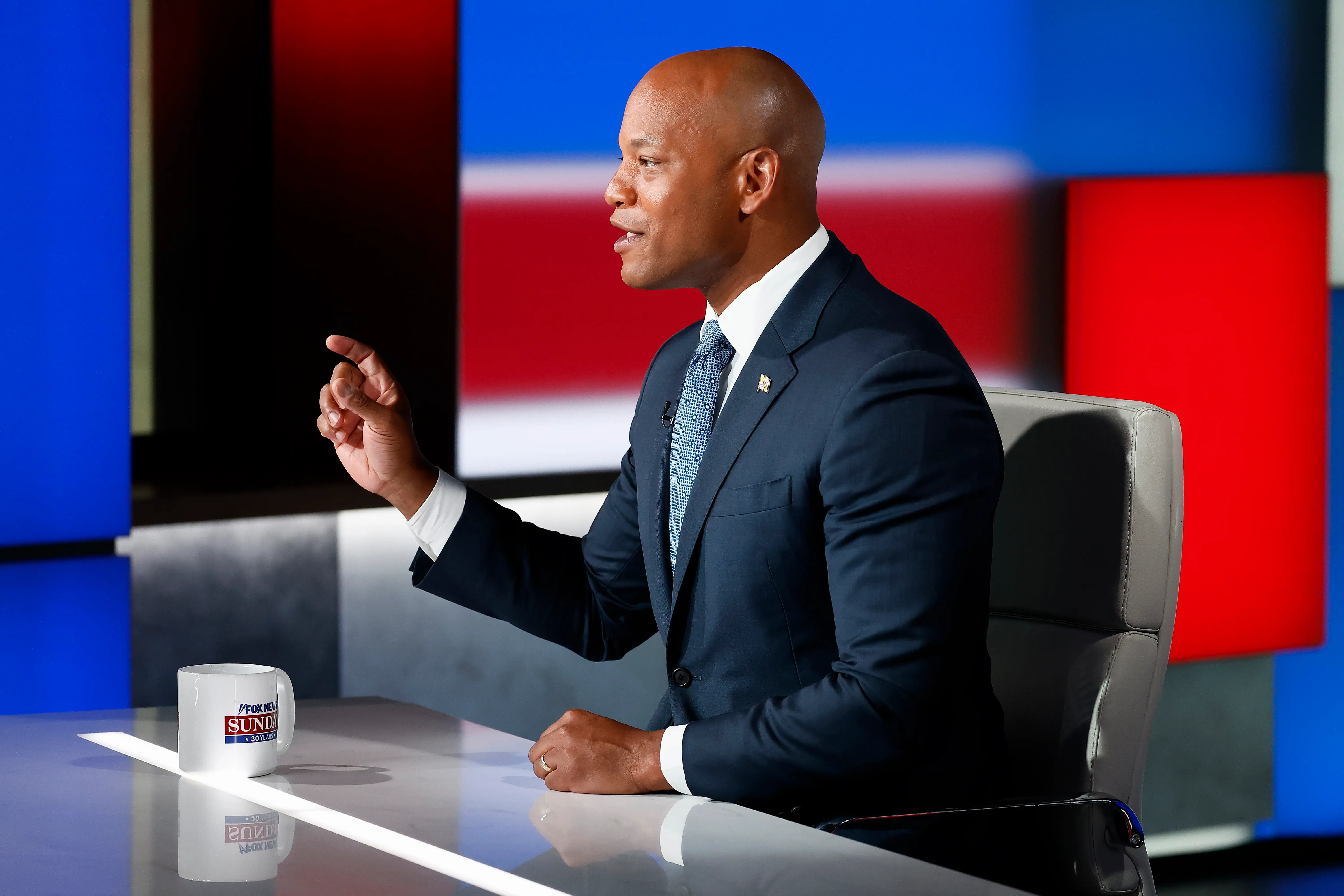 Maryland Gov. Wes Moore speaks during a TV appearance