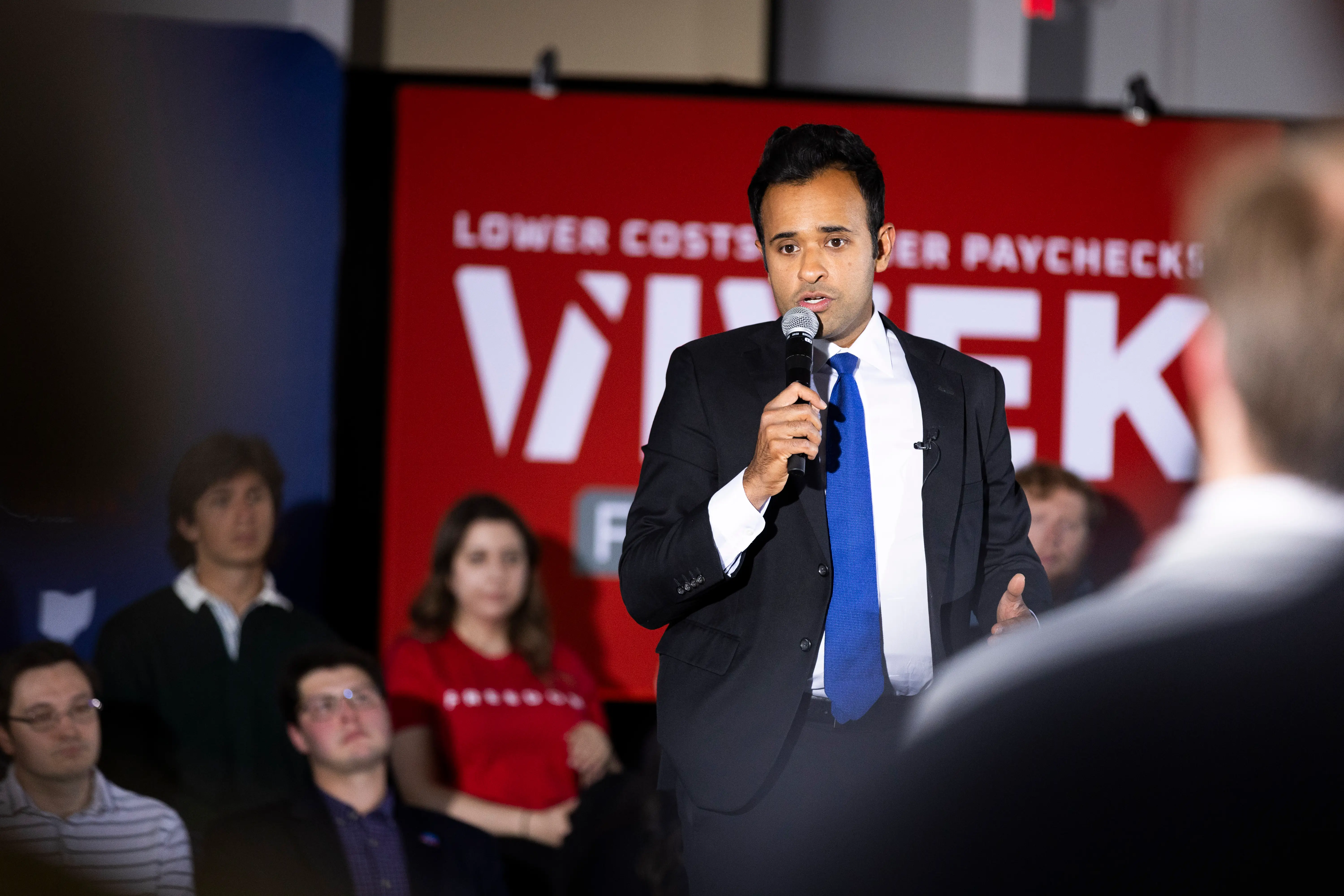 Vivek Ramaswamy speaks during an event