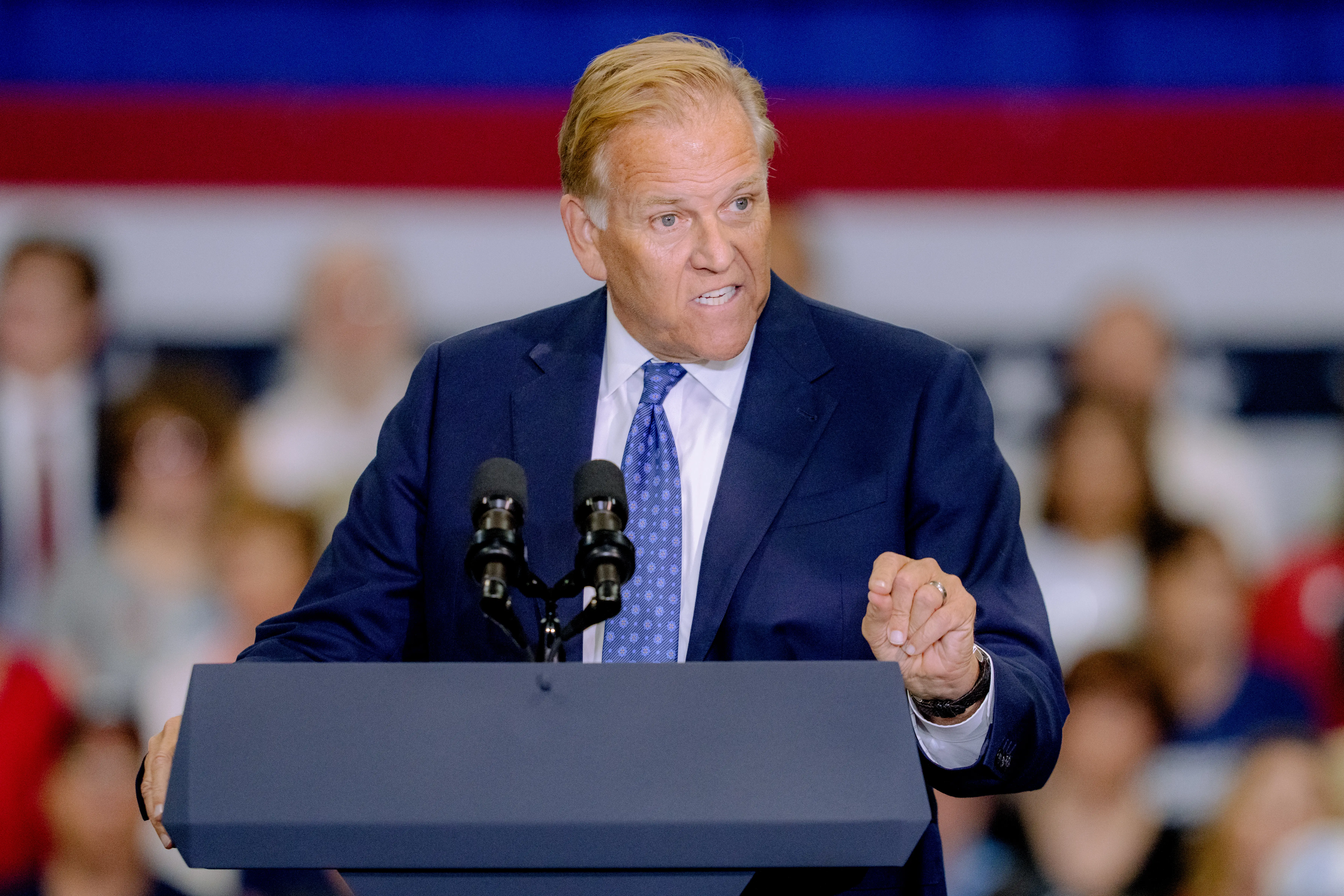Mike Rogers speaks during a rally