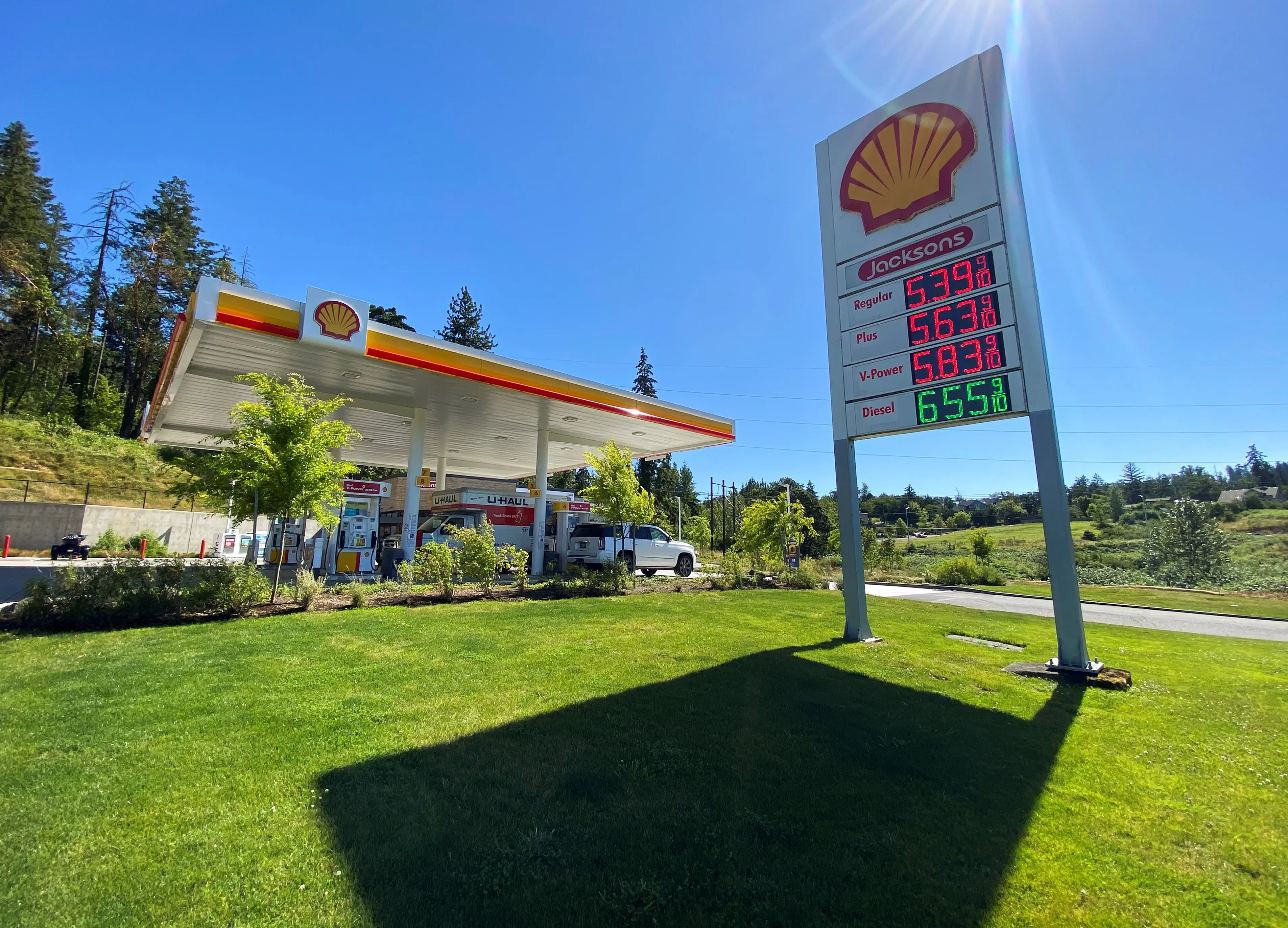 A gas station in daylight.