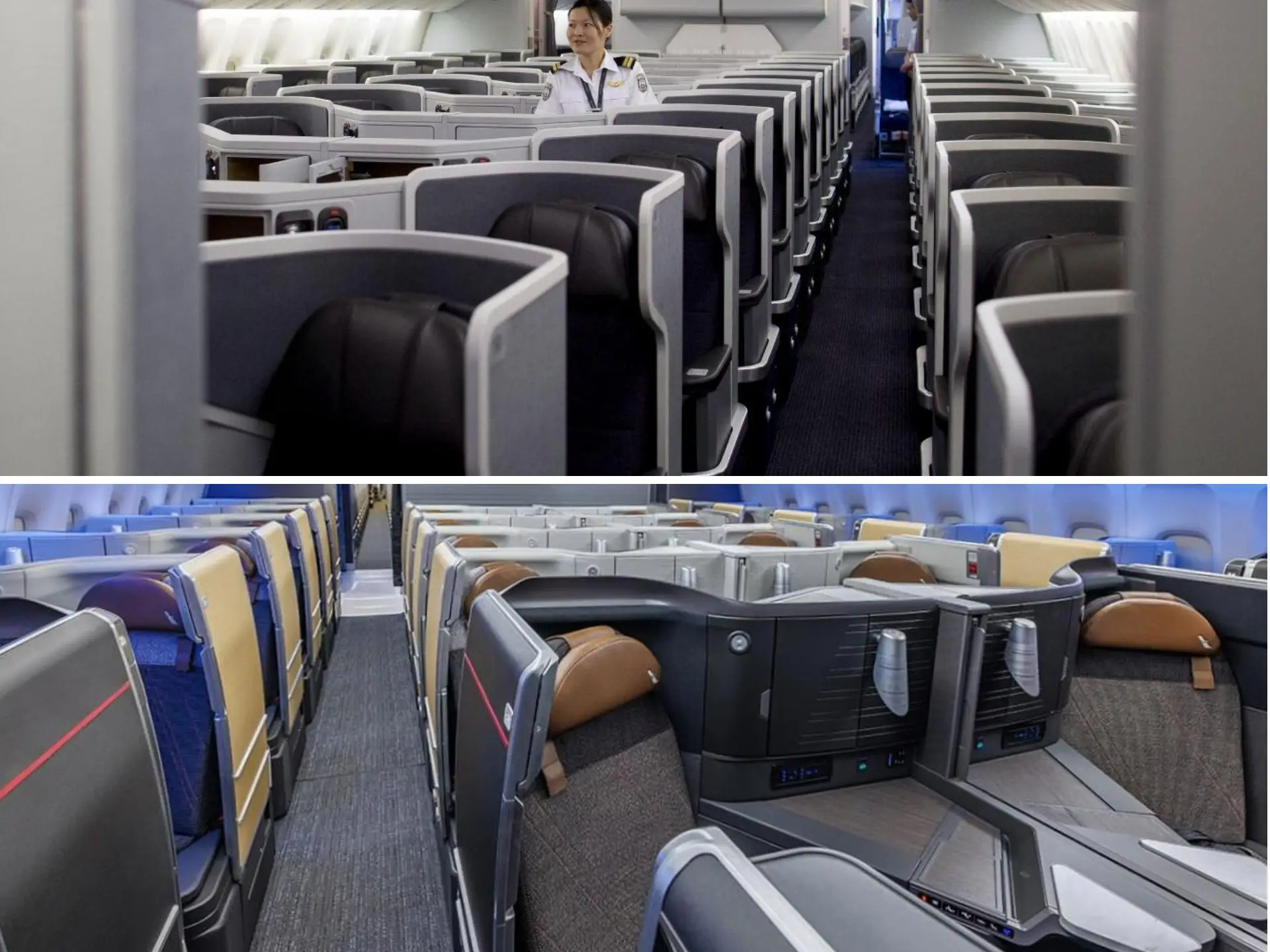 The before and after of AA's 777 business class.