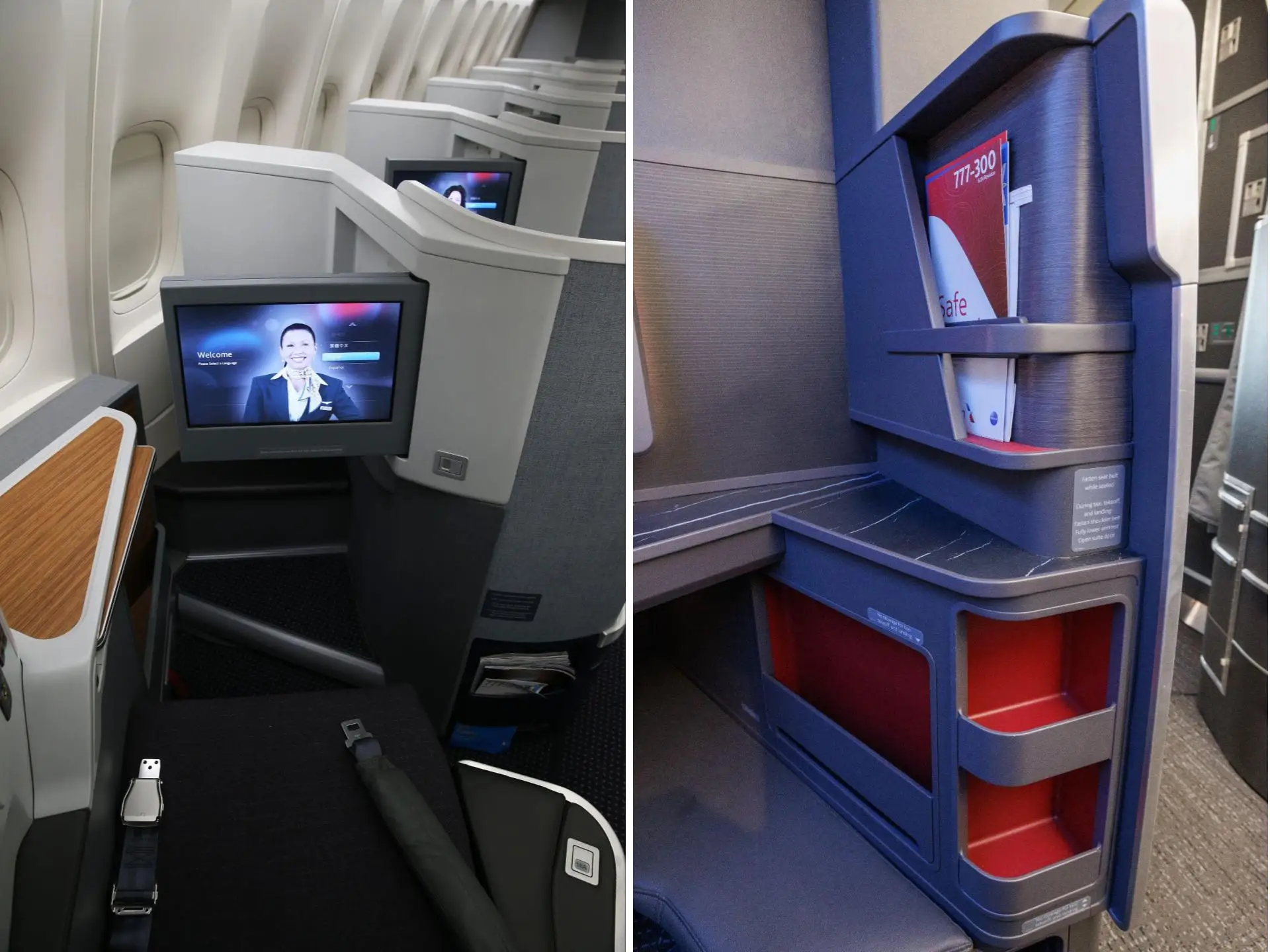 The storage on the old and new 777 business class on American.