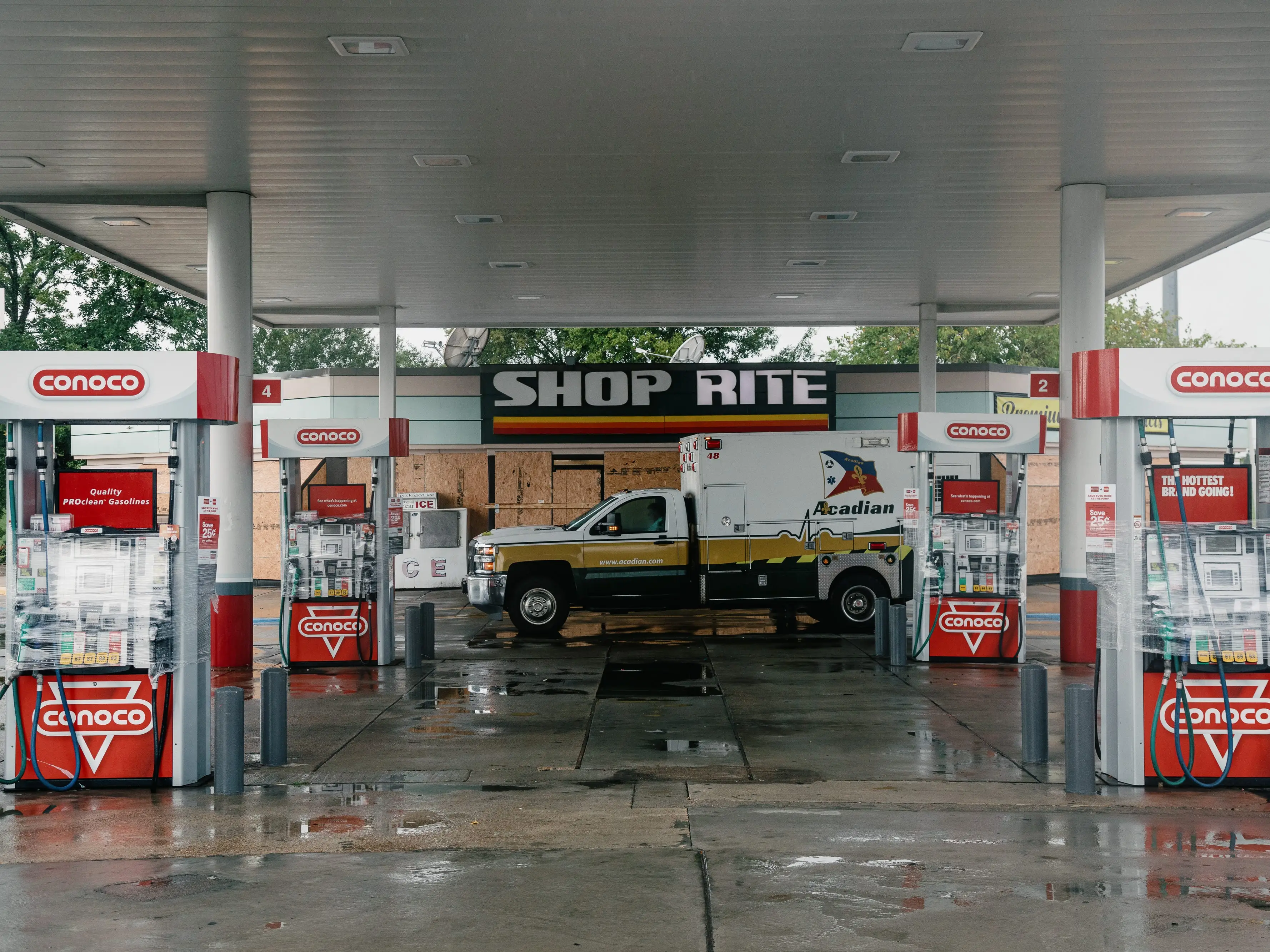 A gas station.