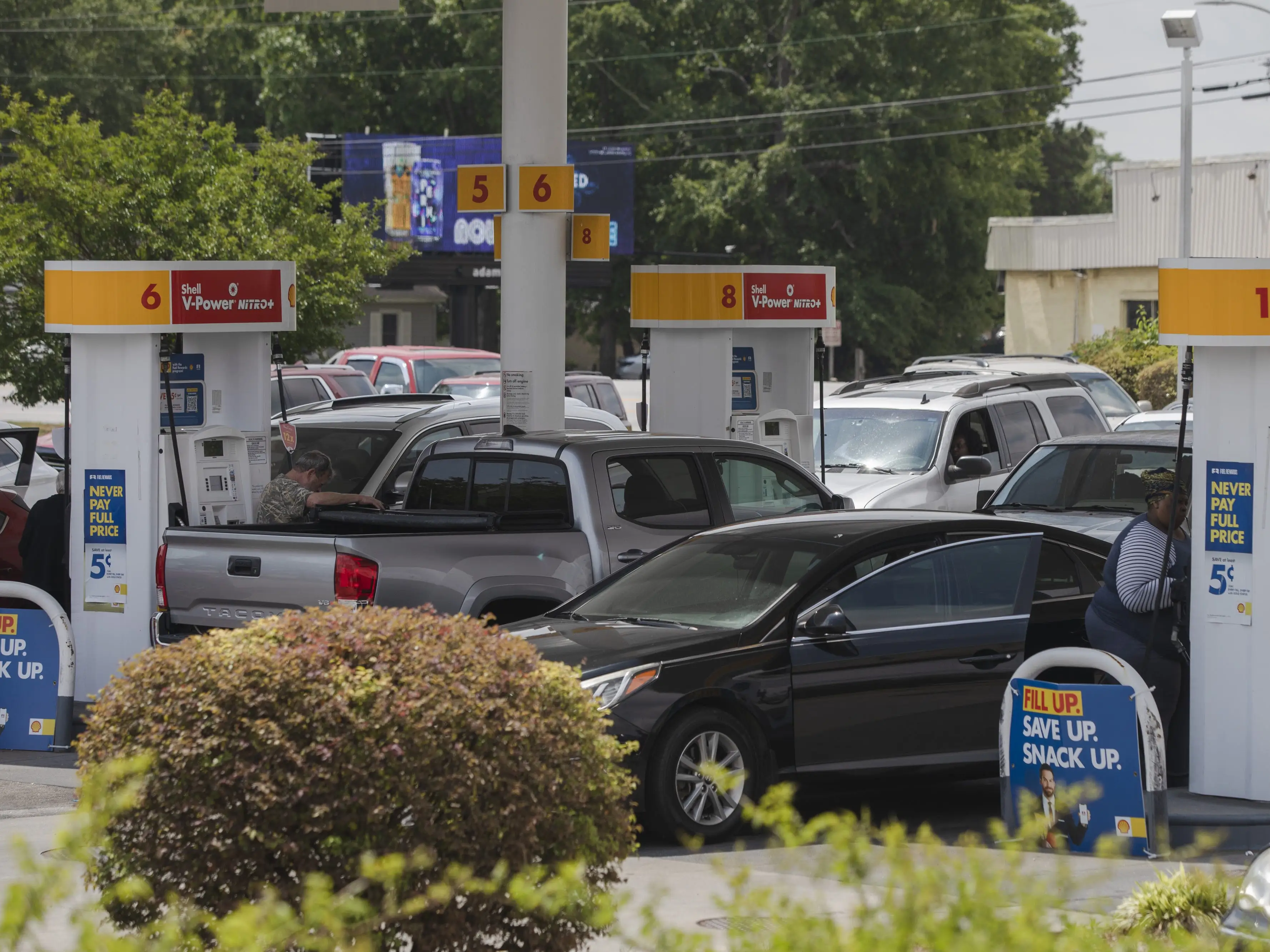 A busy gas station.