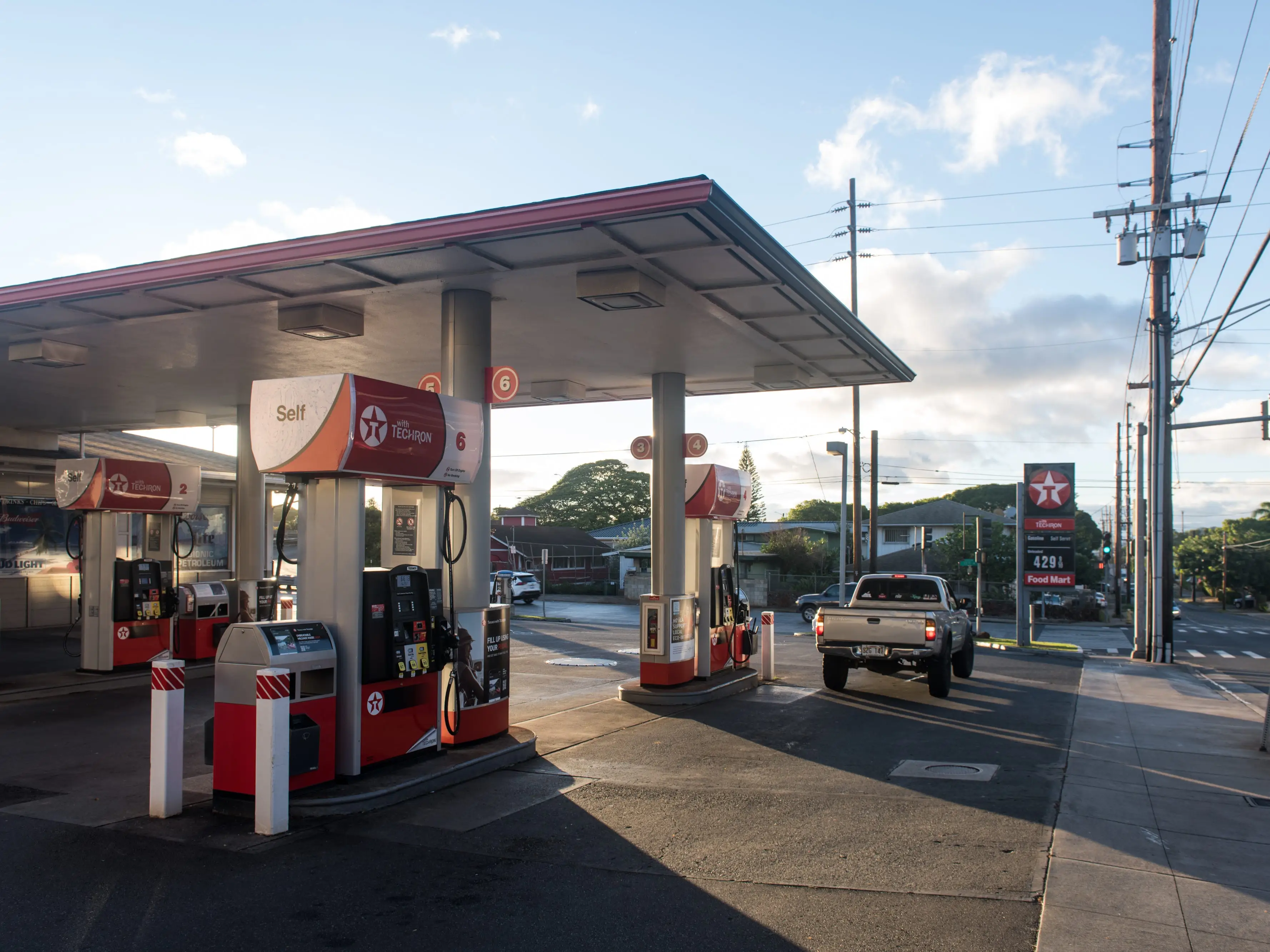 A gas station in daylight.
