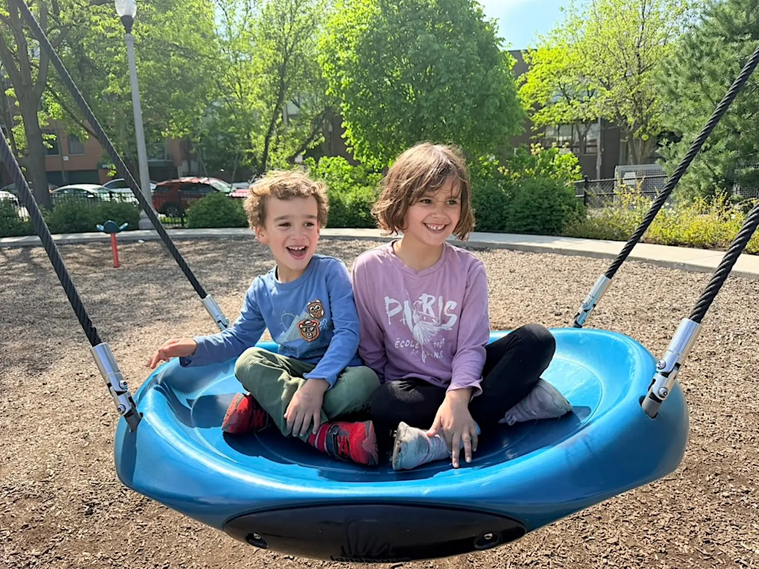 the author's kids at a park in chicago