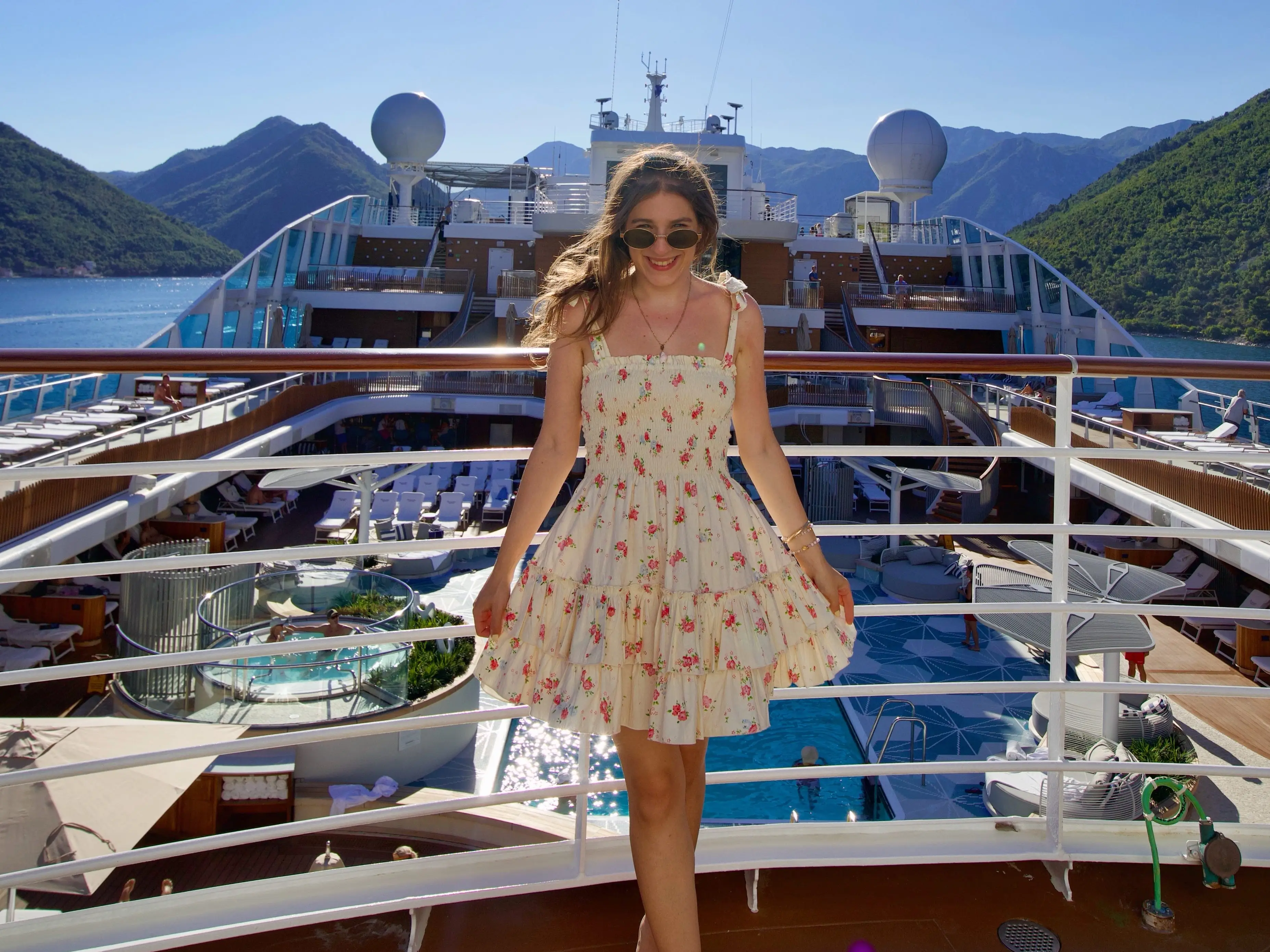 Woman smiling on cruise ship