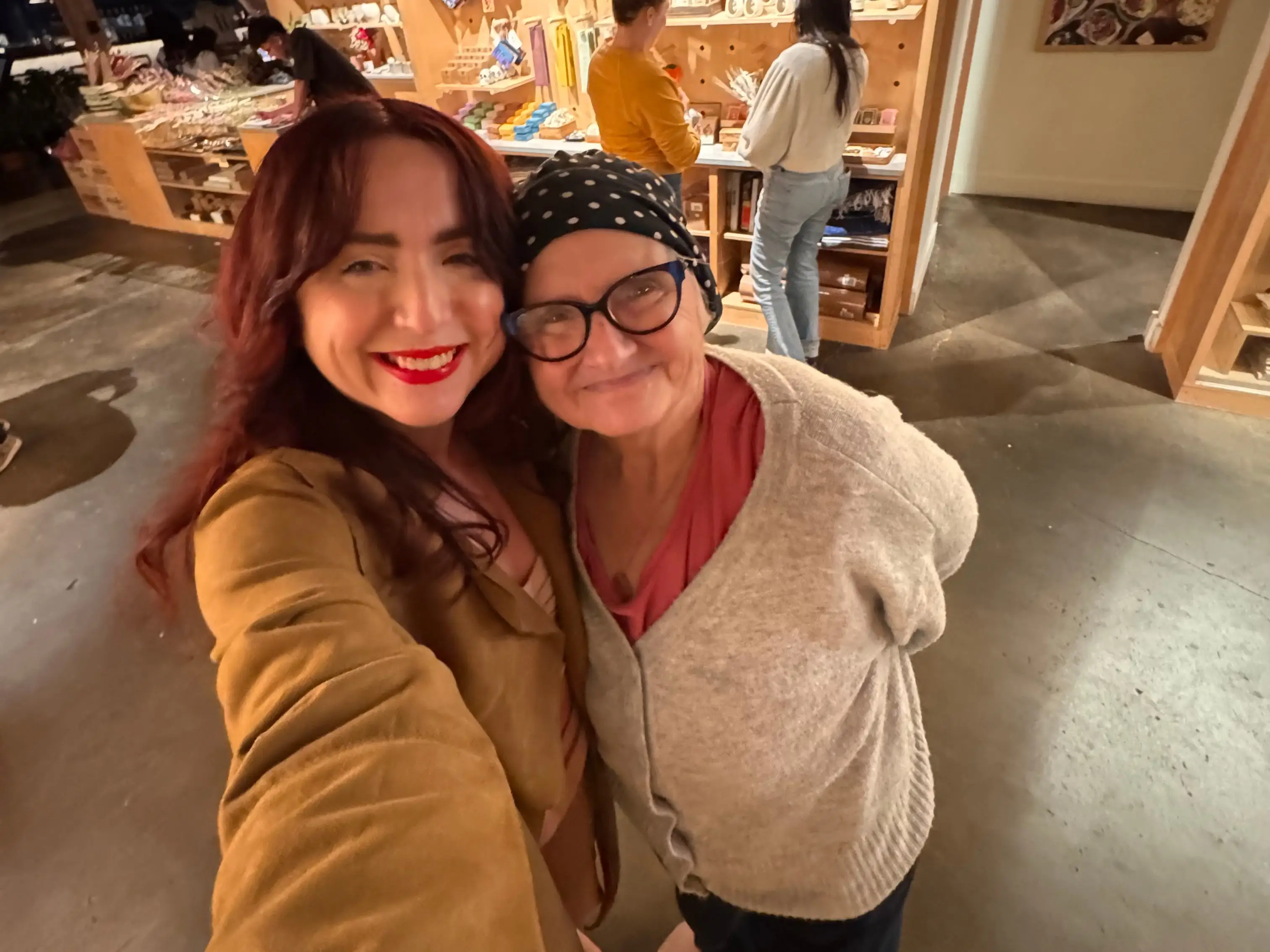 Mom and daughter taking selfie