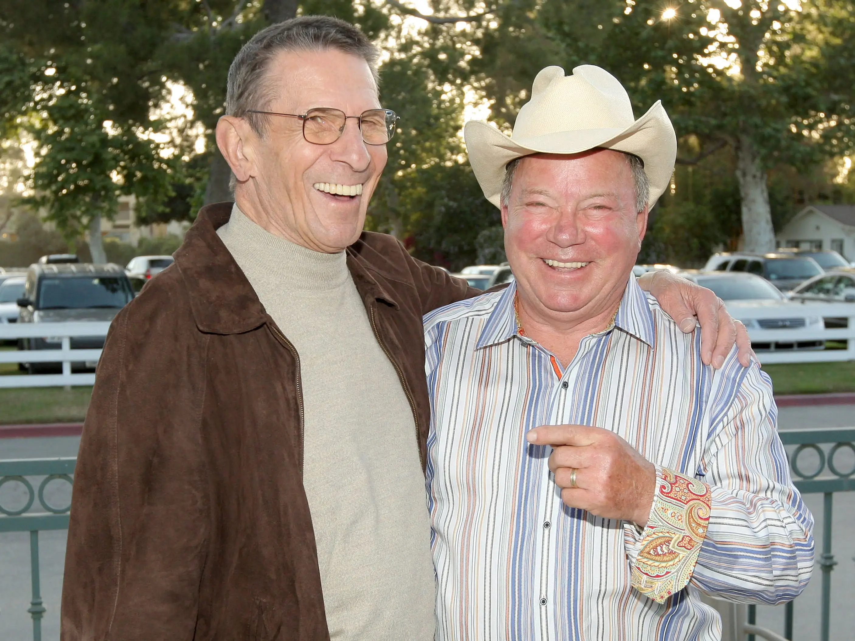 Actors Leonard Nimoy and William Shatner attend the 19th Annual 'Hollywood Charity Horse Show' at the Los Angeles Equestrian Center on April 25, 2009 in Burbank, California.