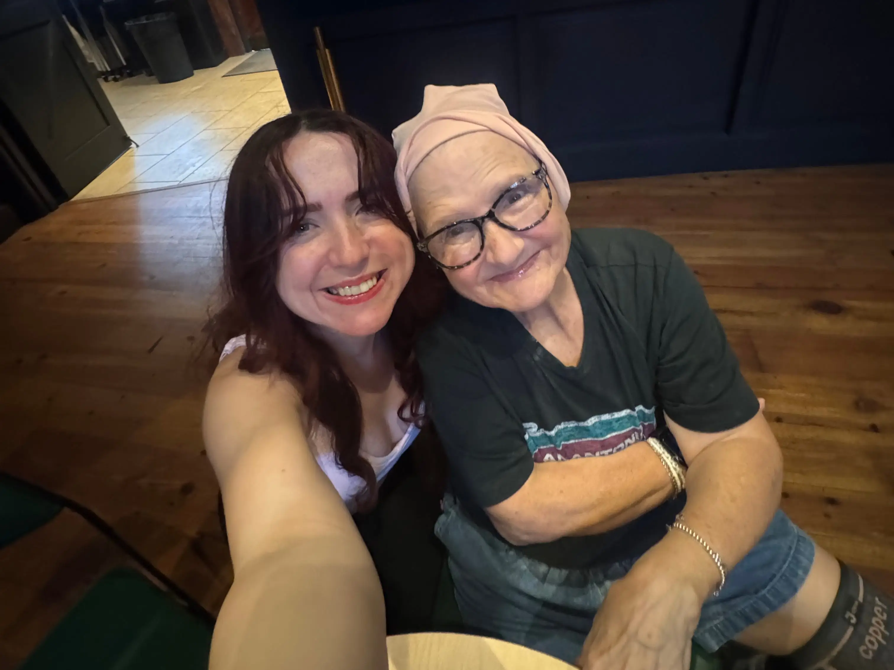 Mom and daughter taking selfie