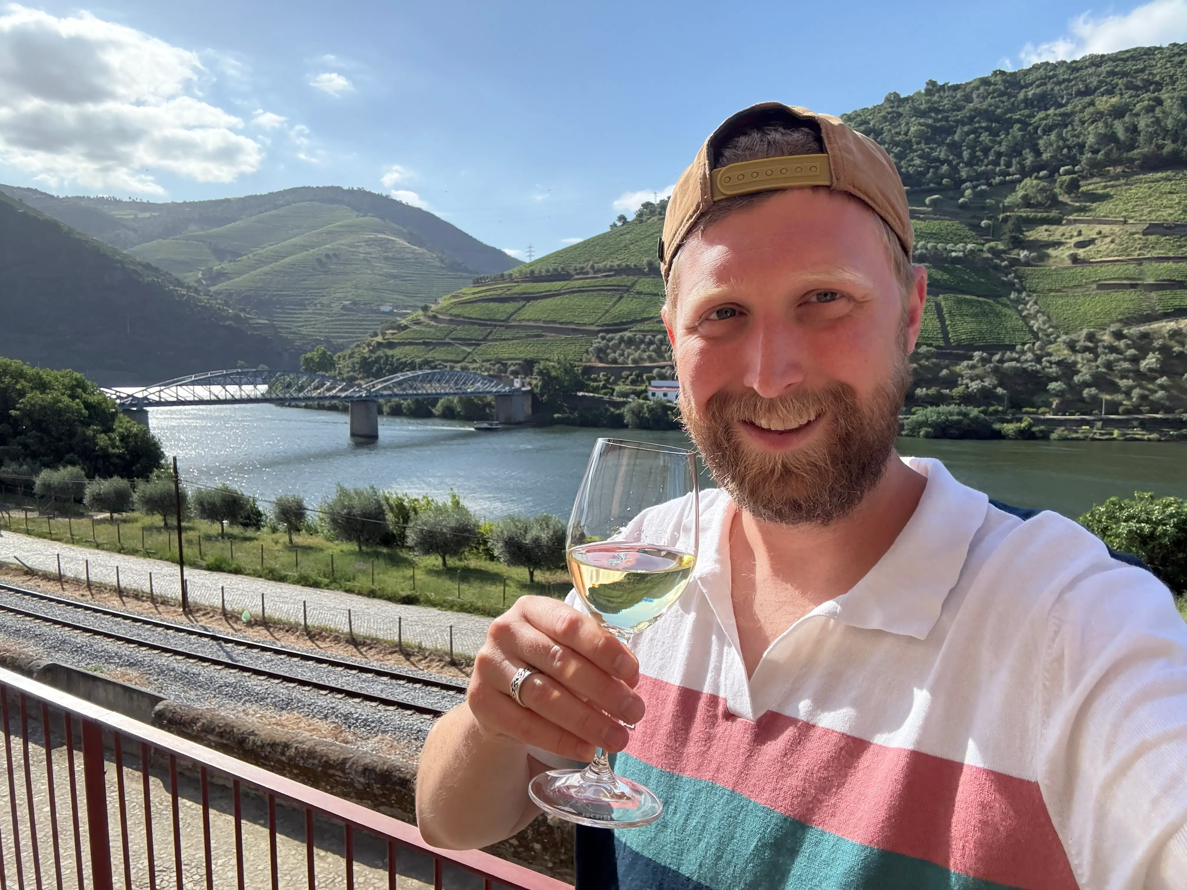 Man with glass of  wine in Douro Valley
