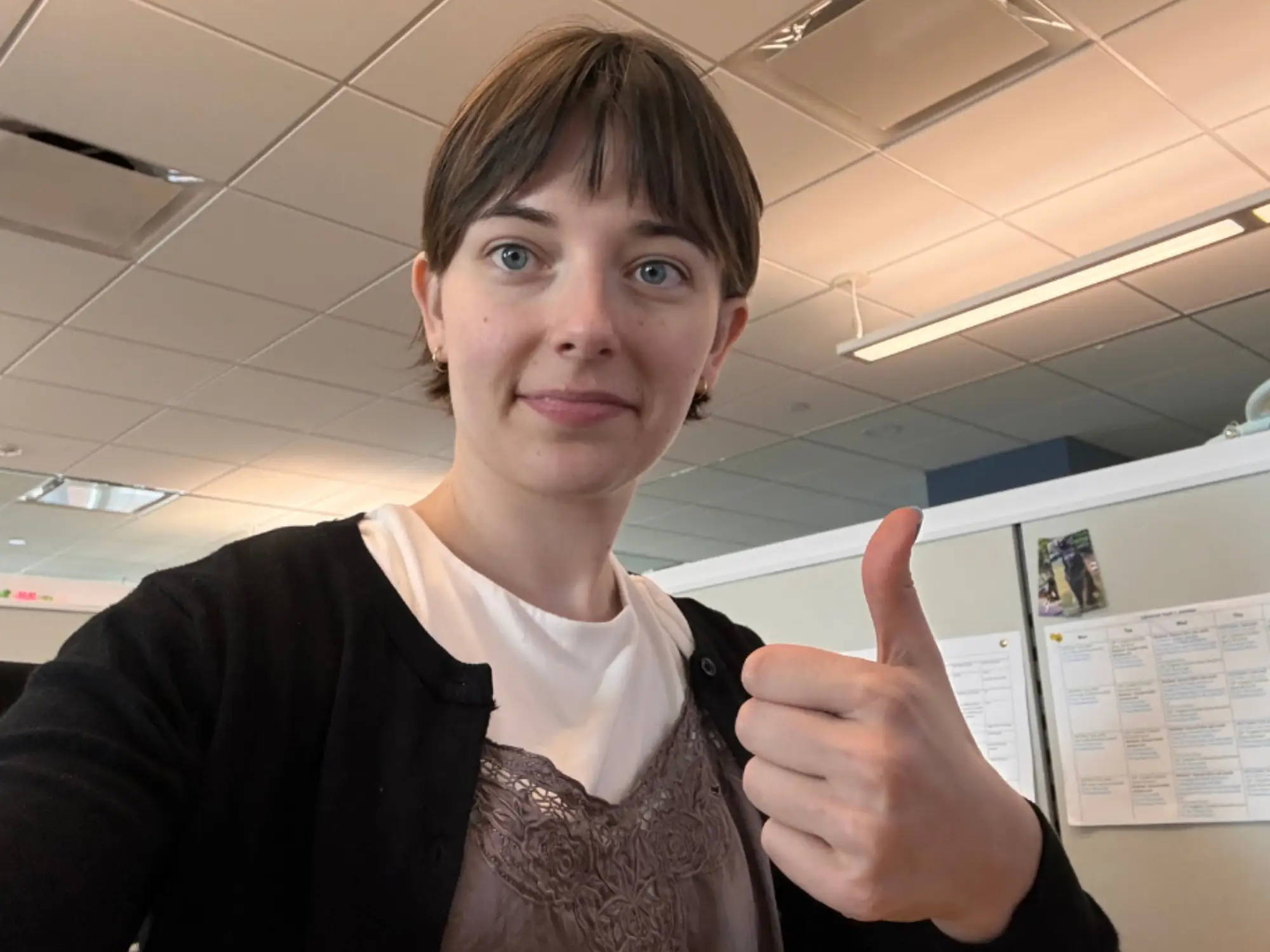 Woman giving thumbs up