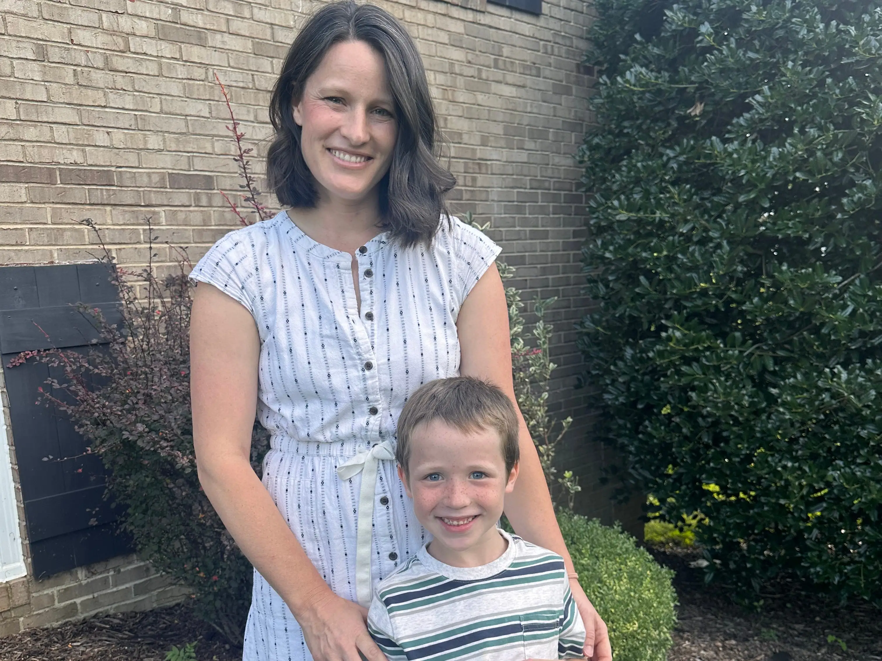 A mom and her 5-year-old son.
