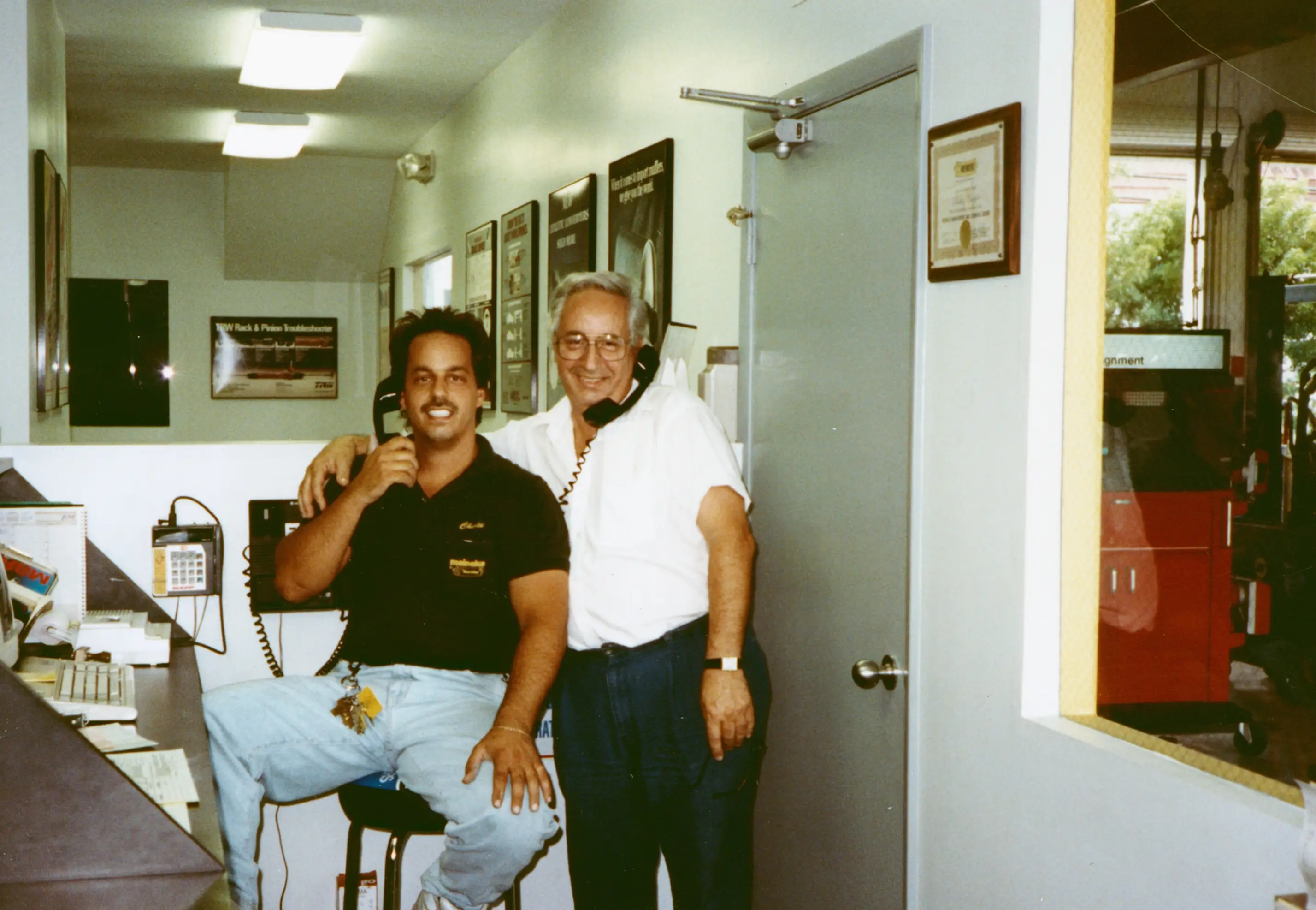 Dad and son on the phone