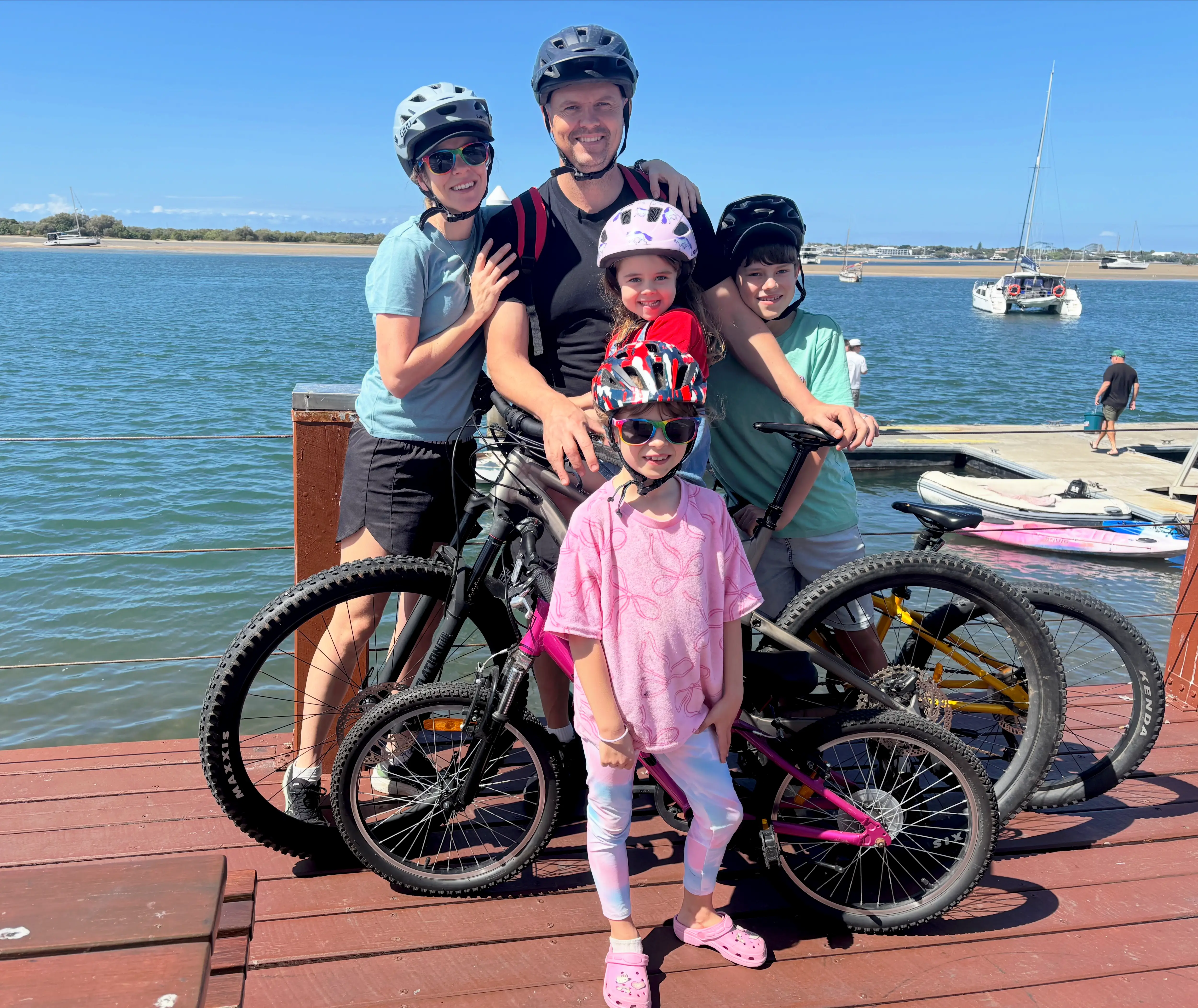 Melissa Noble and her family in their new neighborhood