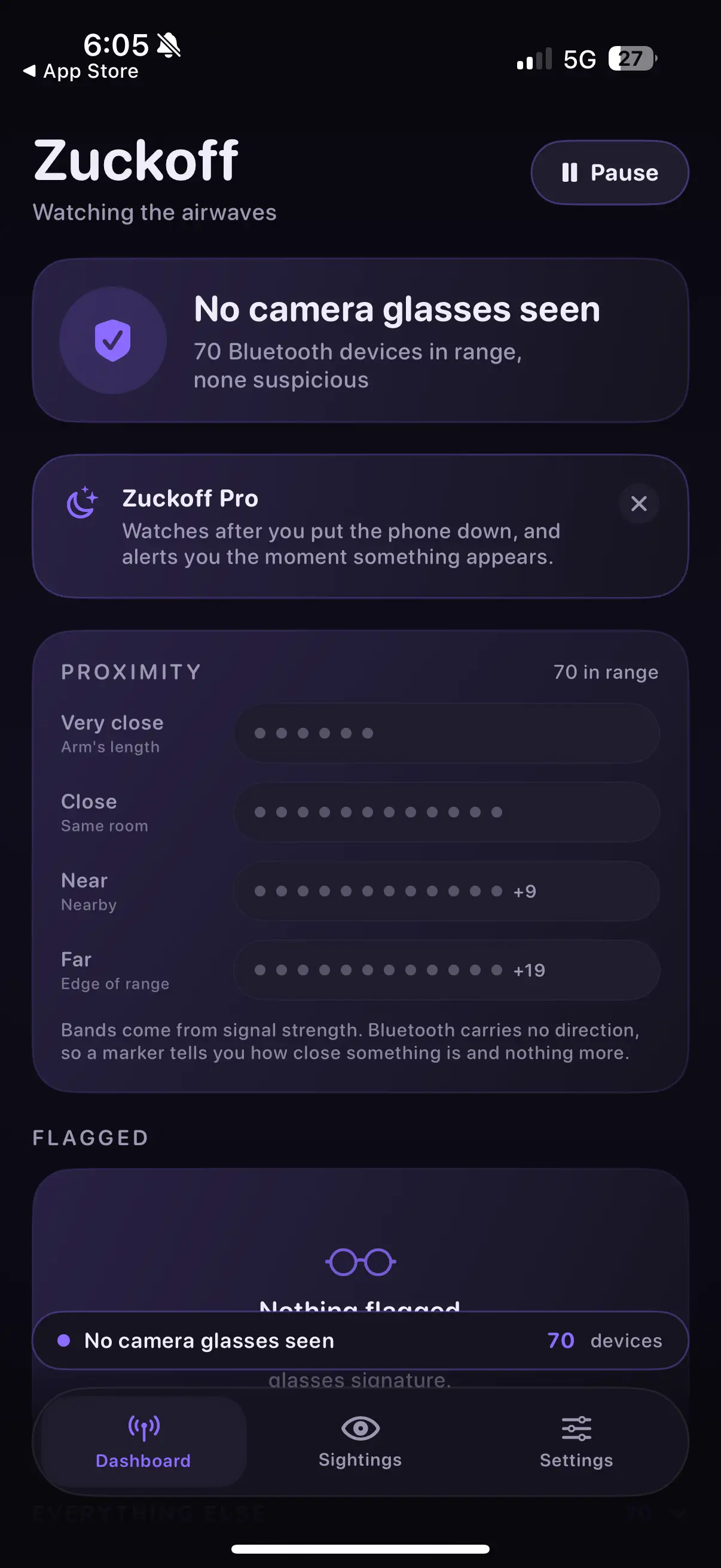 A screenshot of the Zuckoff app's main home page.