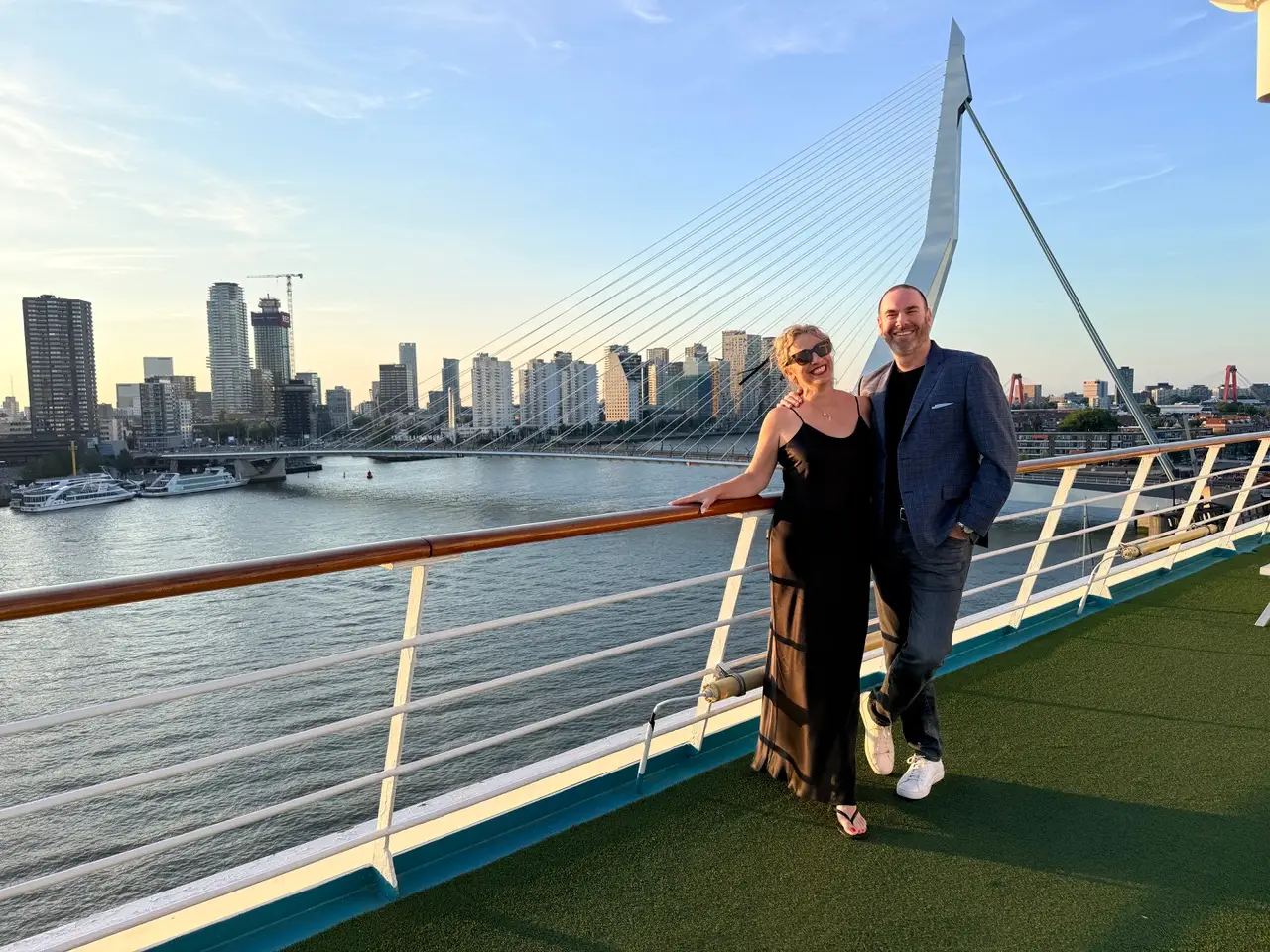 the author and her husband on board the cruise ship
