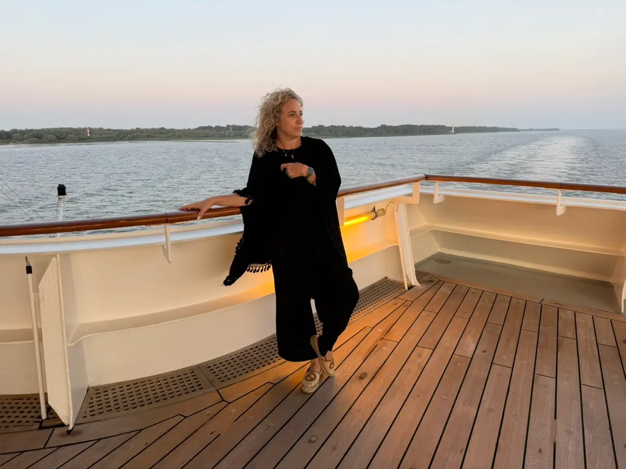 the author on the back of the ship