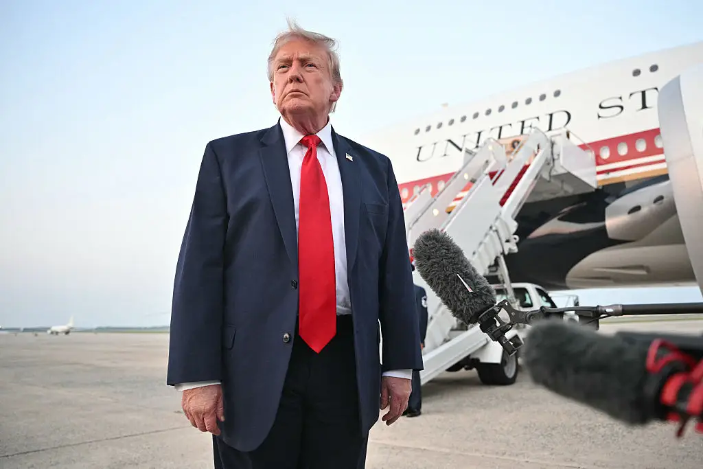 President Donald Trump spoke to reporters after stepping off Air Force One.