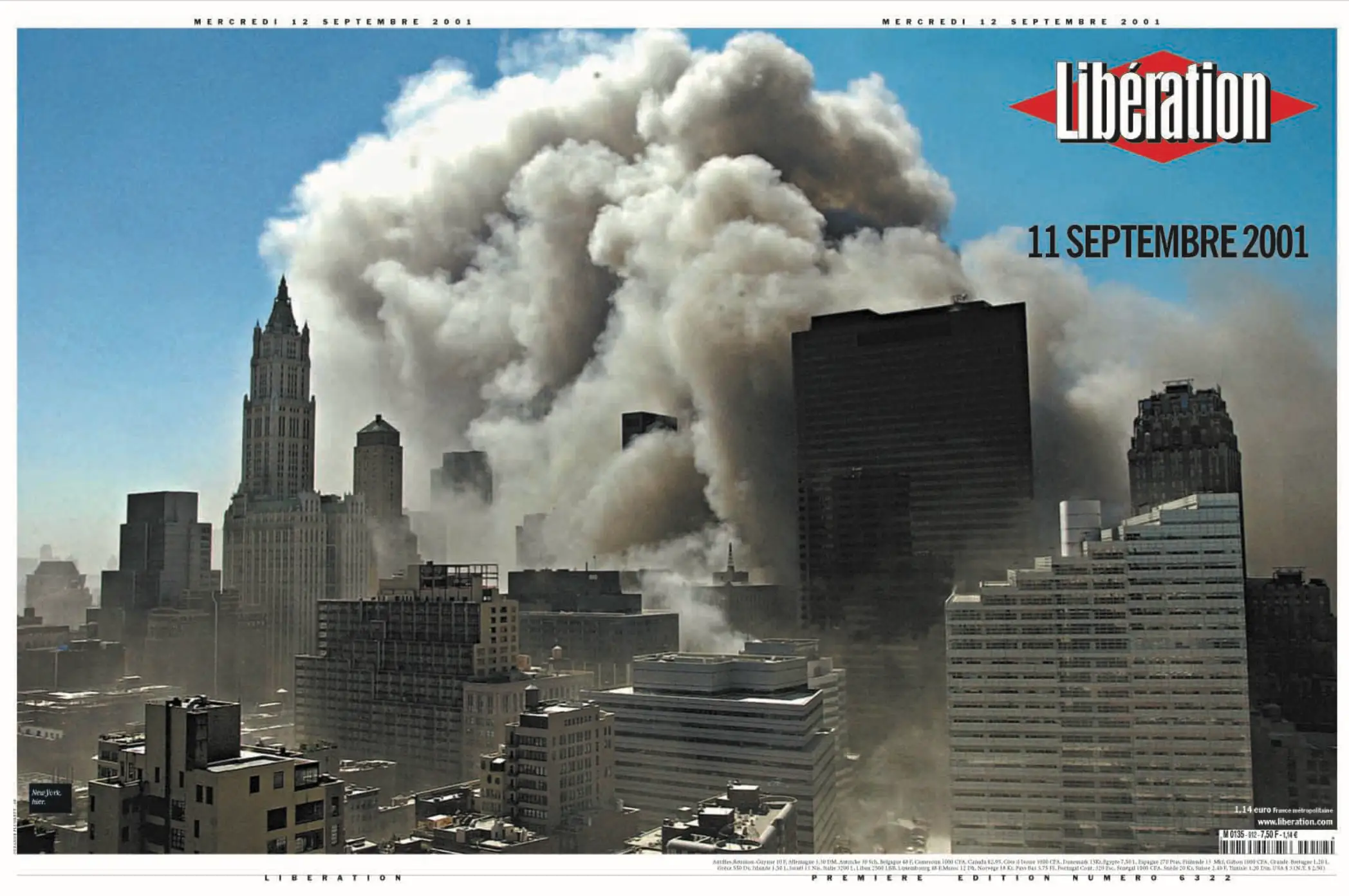 France's Libération front page on September 12, 2001.