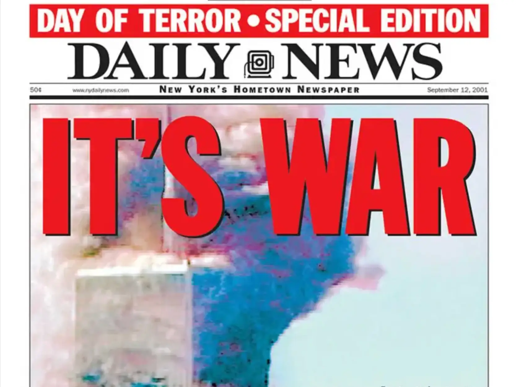 The New York Daily News front page on September 12, 2001.