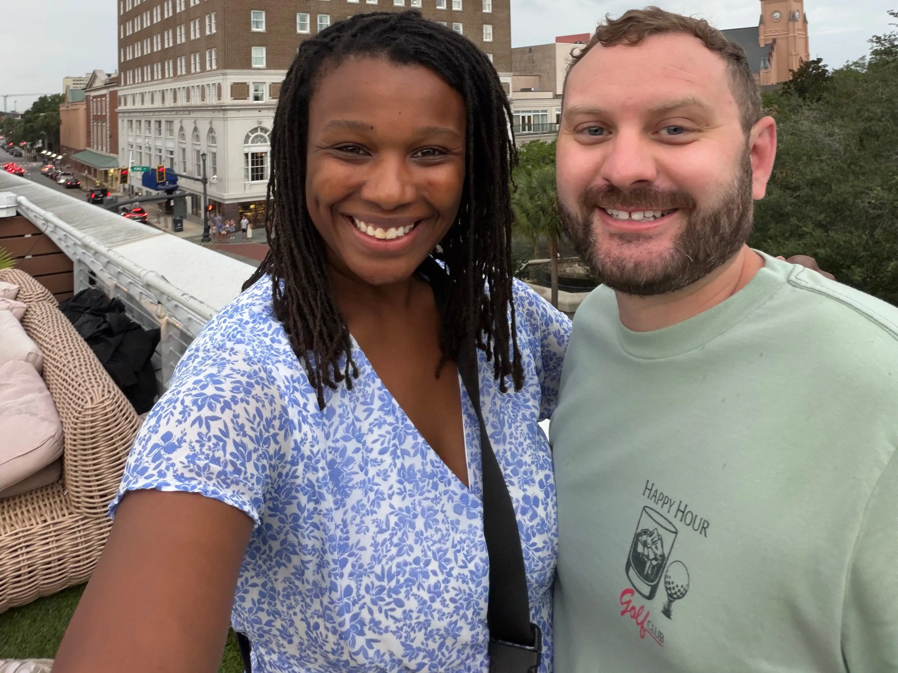Couple posing for photo