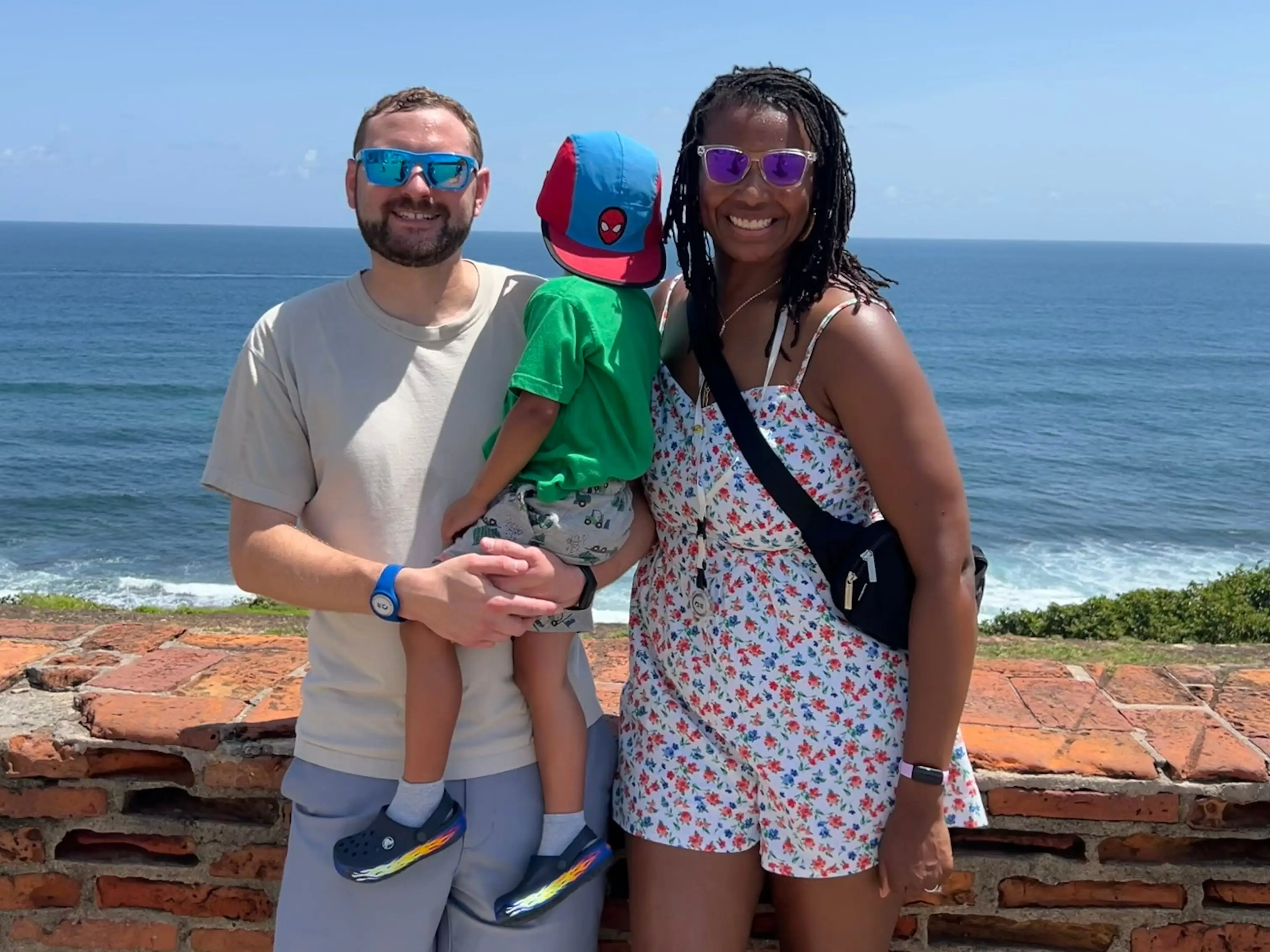 Family photo by the beach