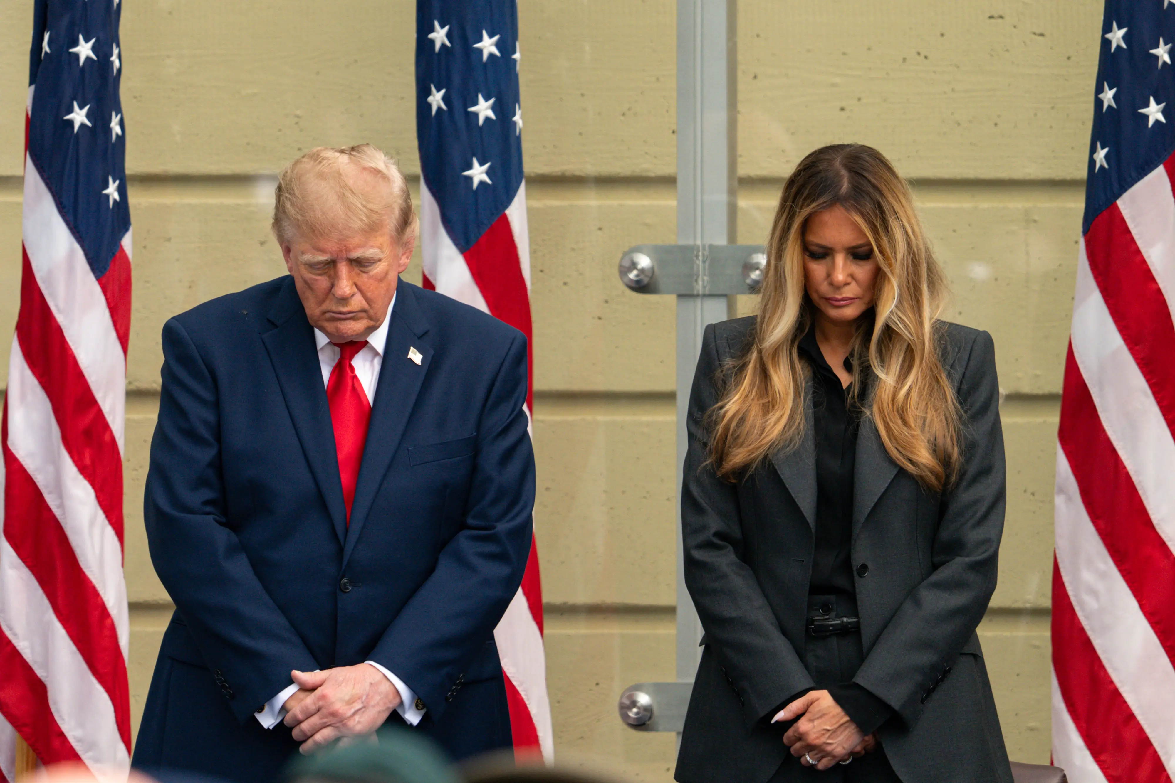 Donald Trump and Melania Trump at a 9/11 ceremony.
