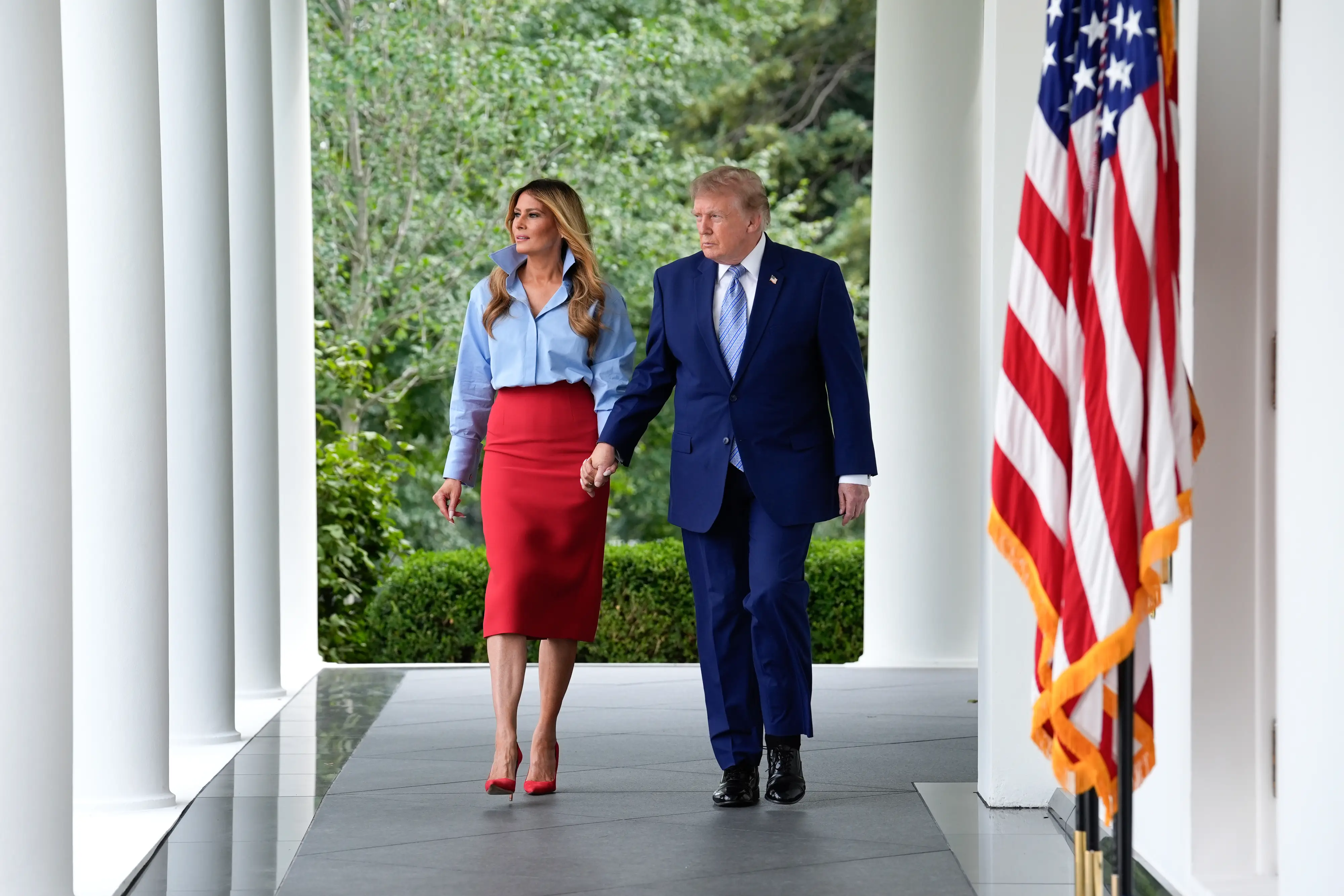 Melania Trump and Donald Trump at the White House.