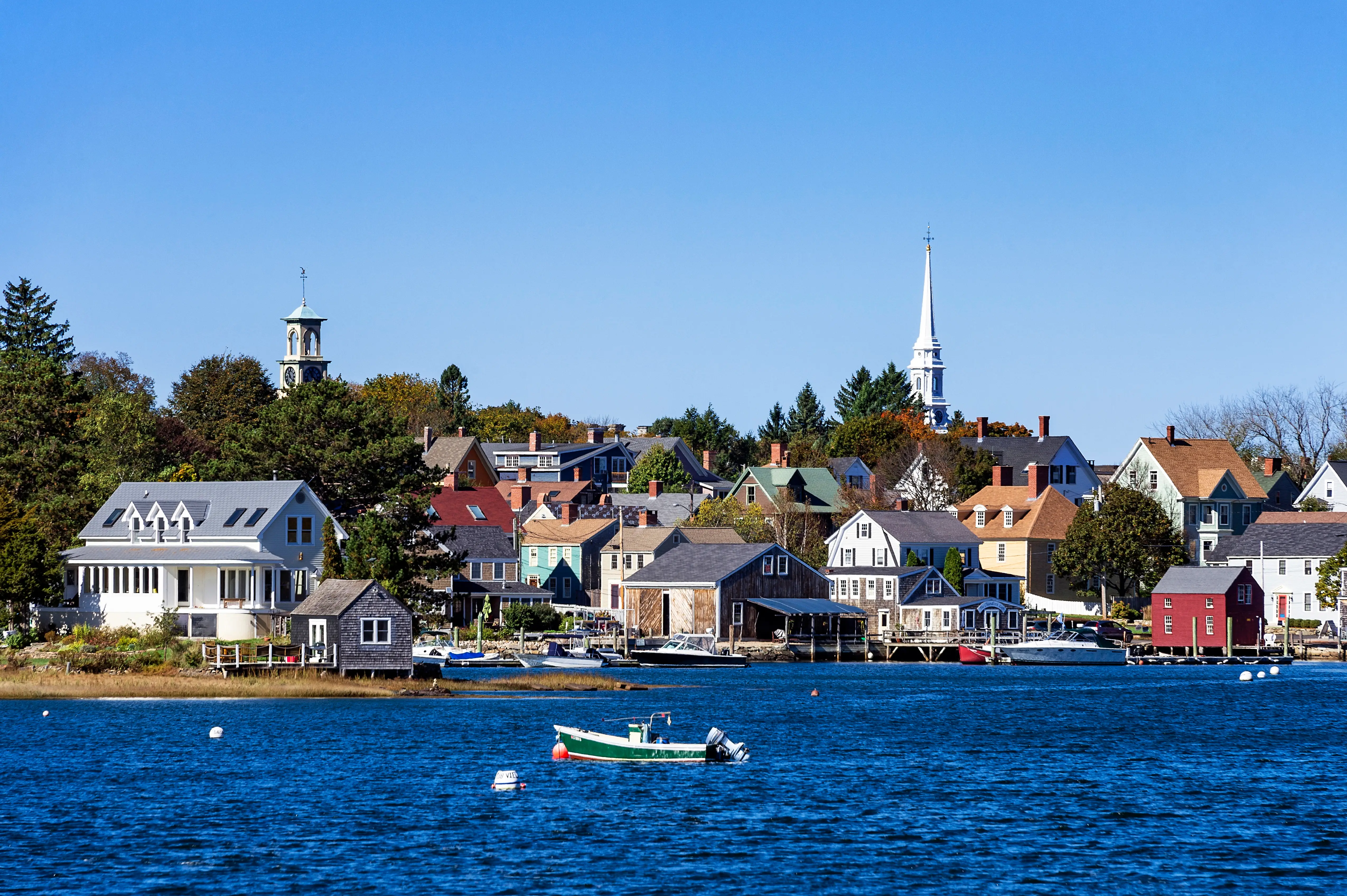 A scenic New England town.