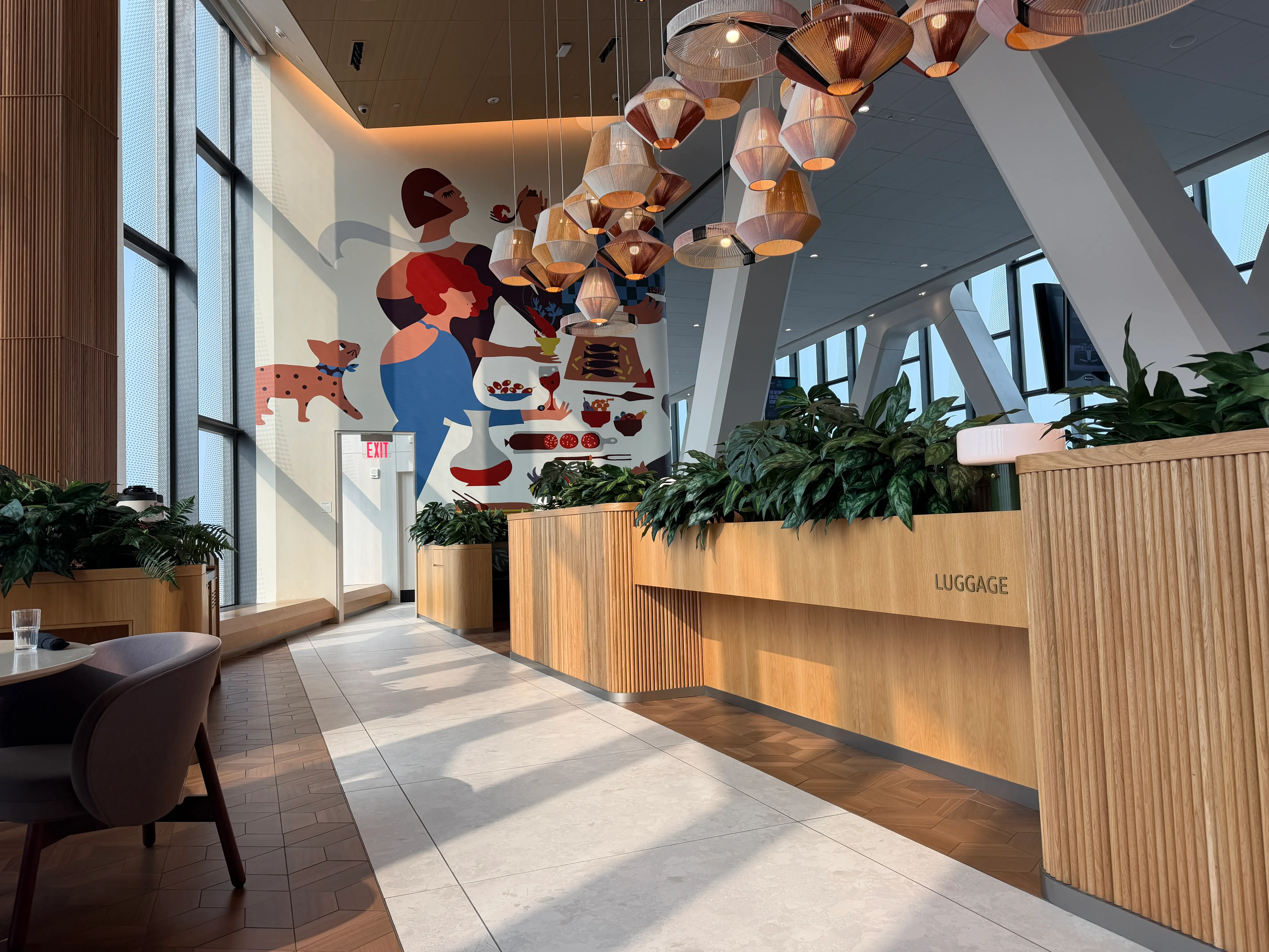 A photo of the Capital One Landing, with floor-to-ceiling windows. on one side