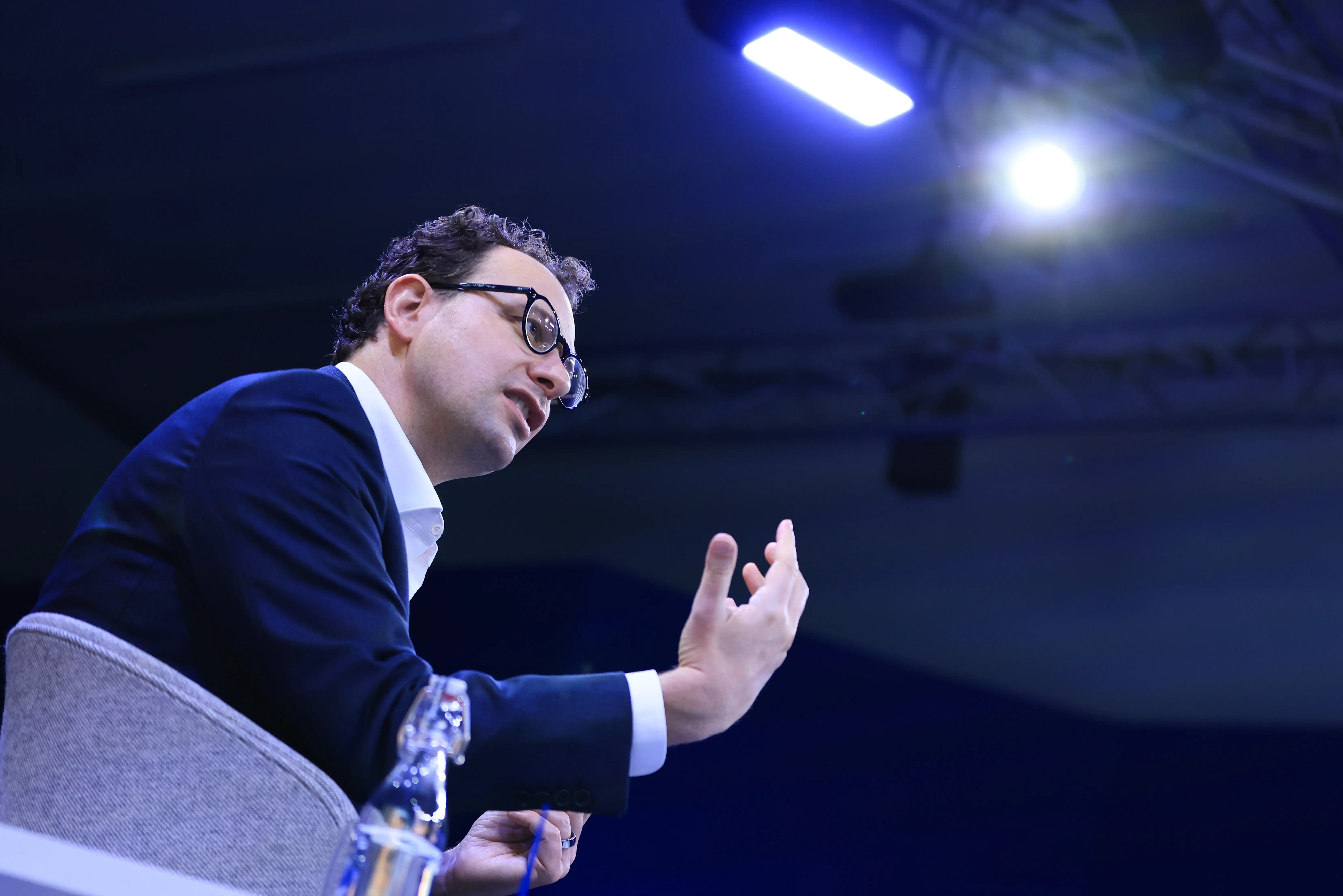 Dario Amodei, co-founder and chief executive officer of Anthropic, during the World Economic Forum (WEF) in Davos, Switzerland, on Tuesday, Jan. 20, 2026.