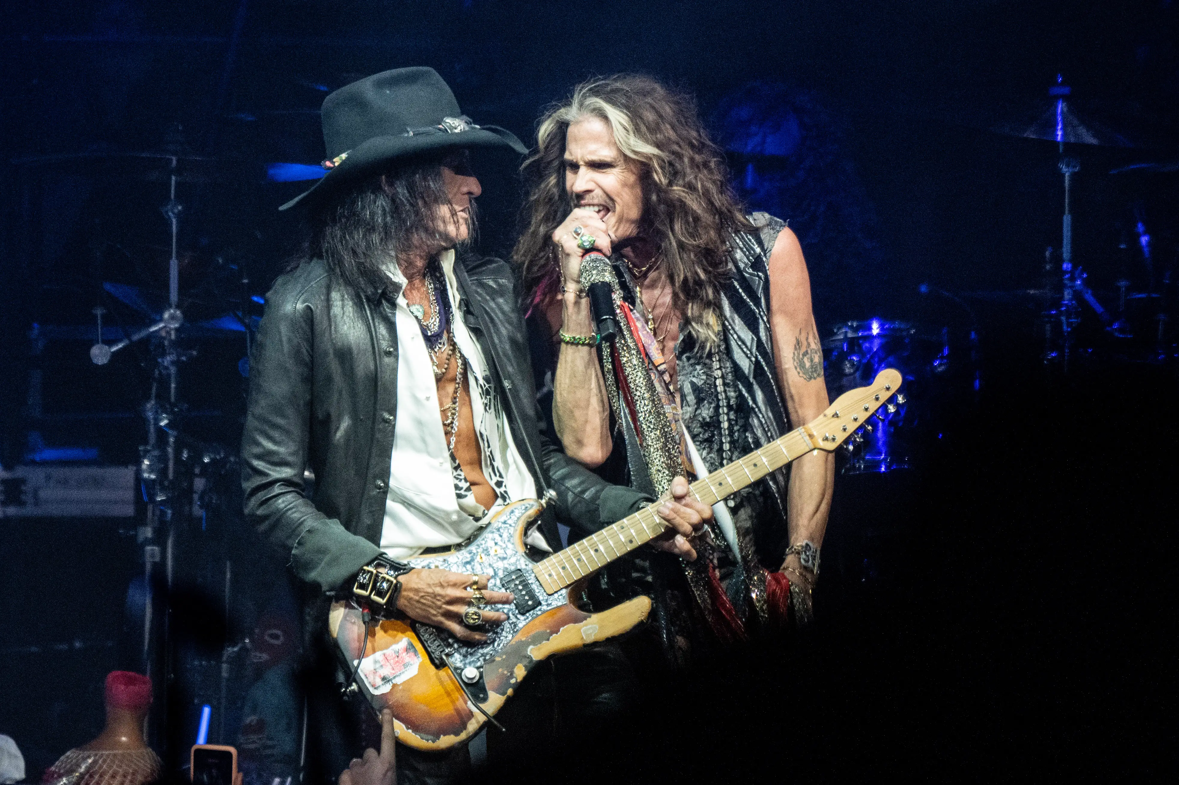 Joe Perry and Steven Tyler of Aerosmith performed in 2023.