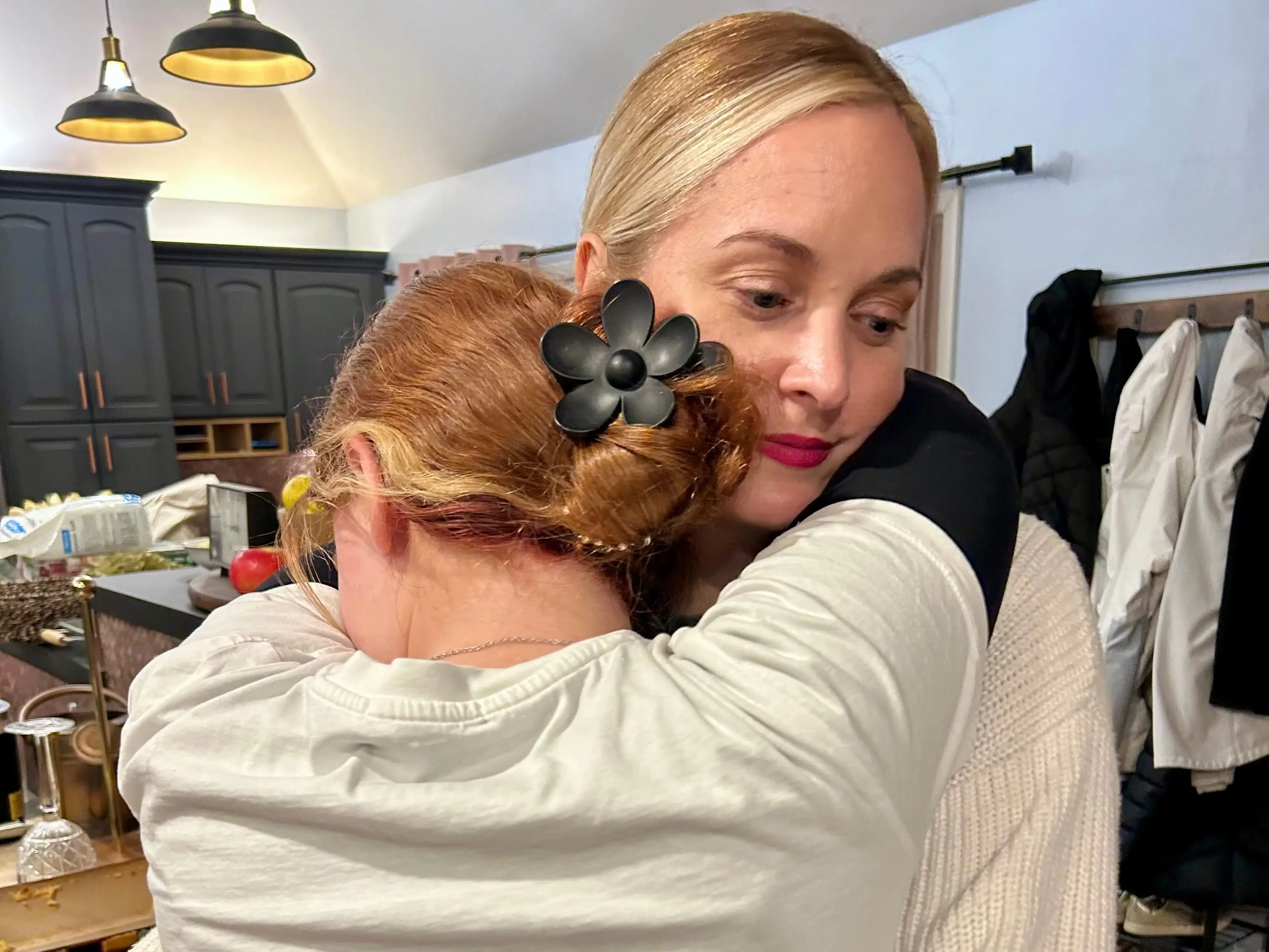 Mom and daughter hugging