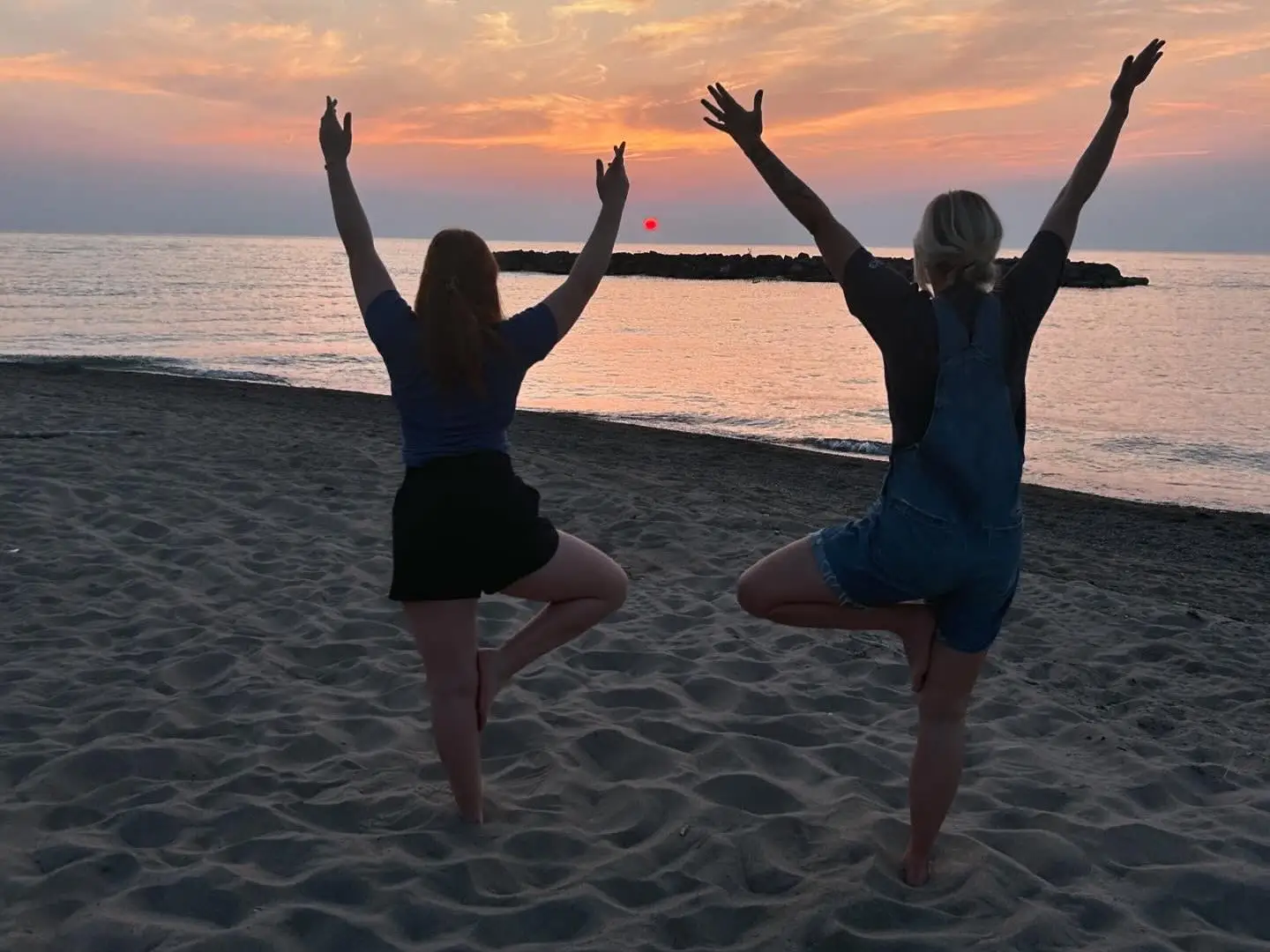 Mom and daughter at beach
