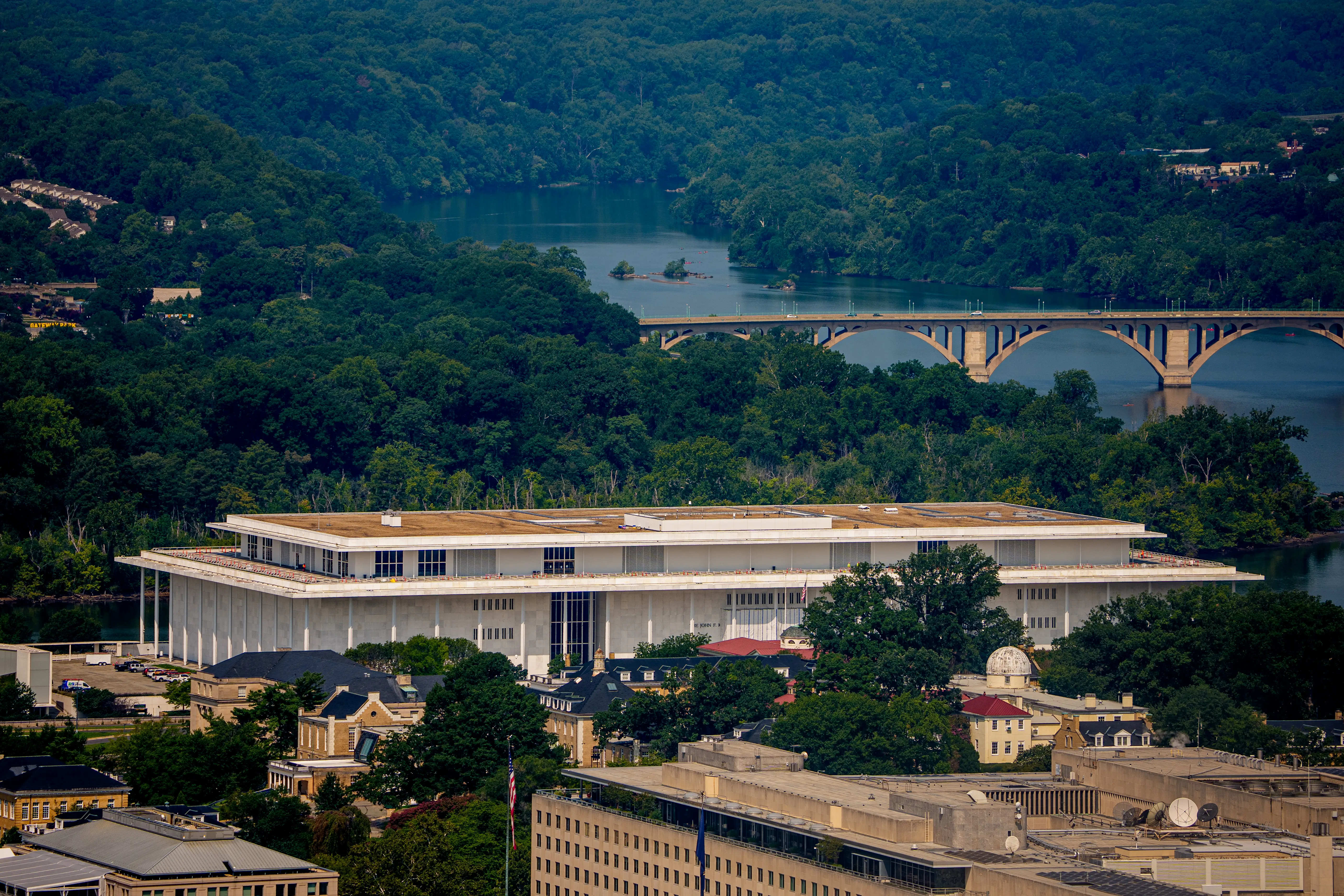 The Kennedy Center as seen from the Washington Monument.