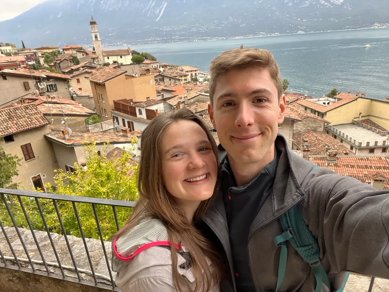 The author poses with her long-distance boyfriend while on a trip with him to Italy.